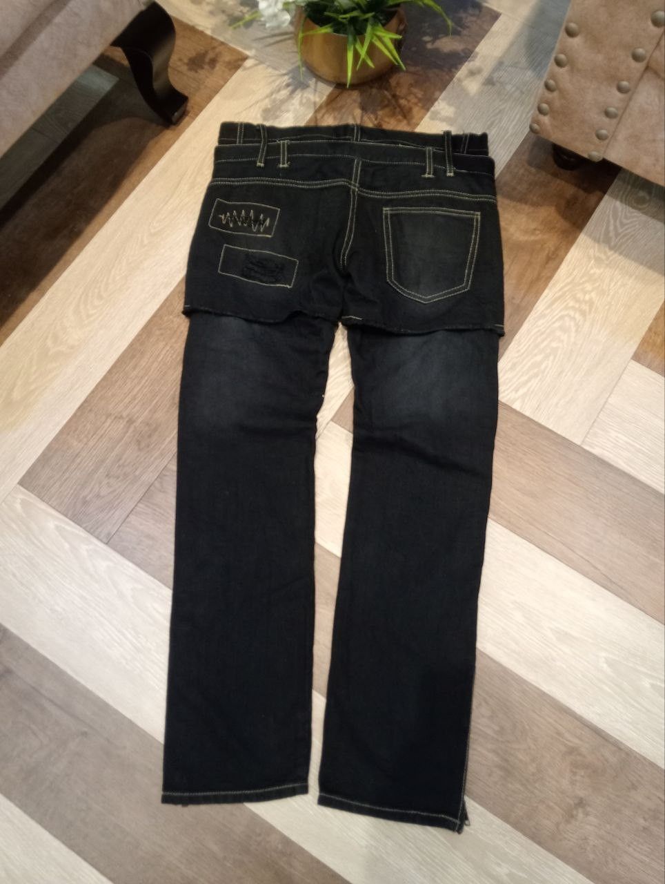 Japanese Brand JAPANESE KMK JEANS FEATURE A UNIQUE DOUBLE WAIST ANKLE ZIP Size US 34 / EU 50 - 8 Thumbnail