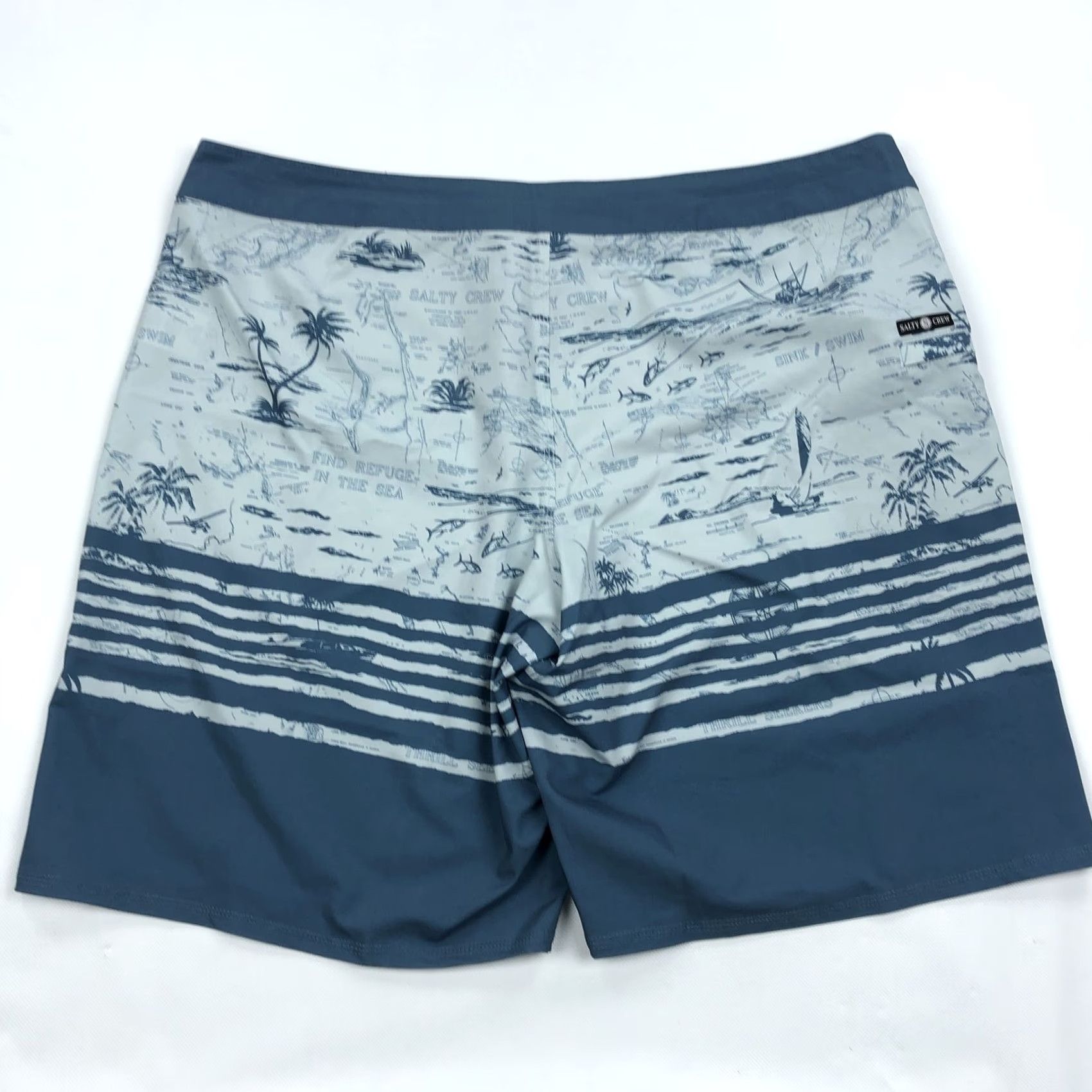 Vintage Salty Crew Board Shorts Men's 40 Blue Teal Map Print Quick Dry Surfing Beach Boating Size US 40 / EU 56 - 5 Thumbnail