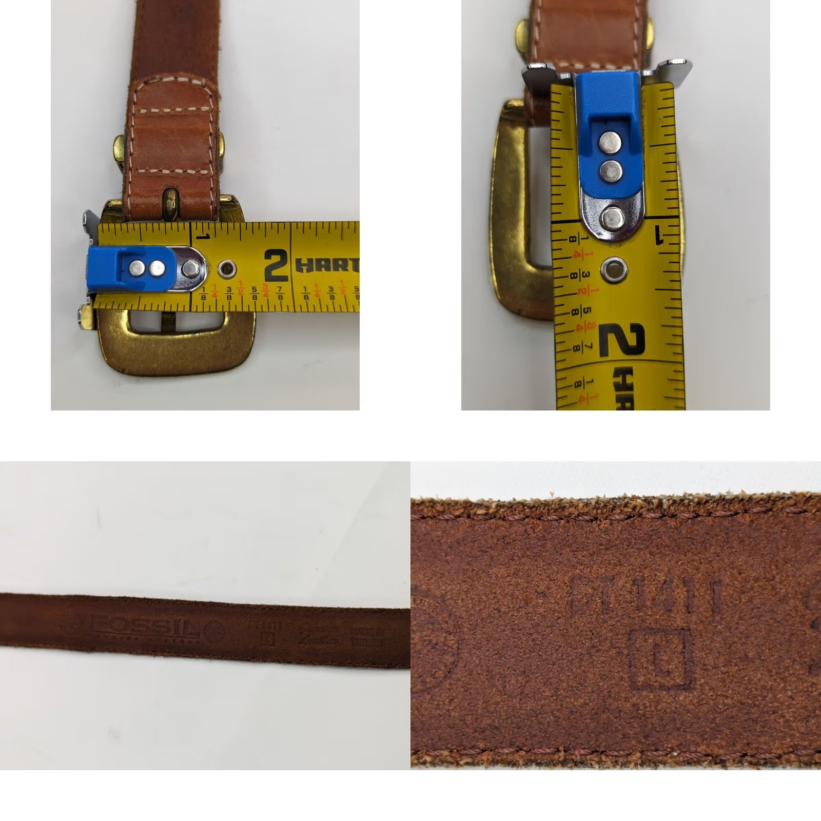 Fossil Fossil Leather Patchwork Belt Boho Gold Buckle Hardware, Women LRG Belt Size ONE SIZE - 8 Thumbnail