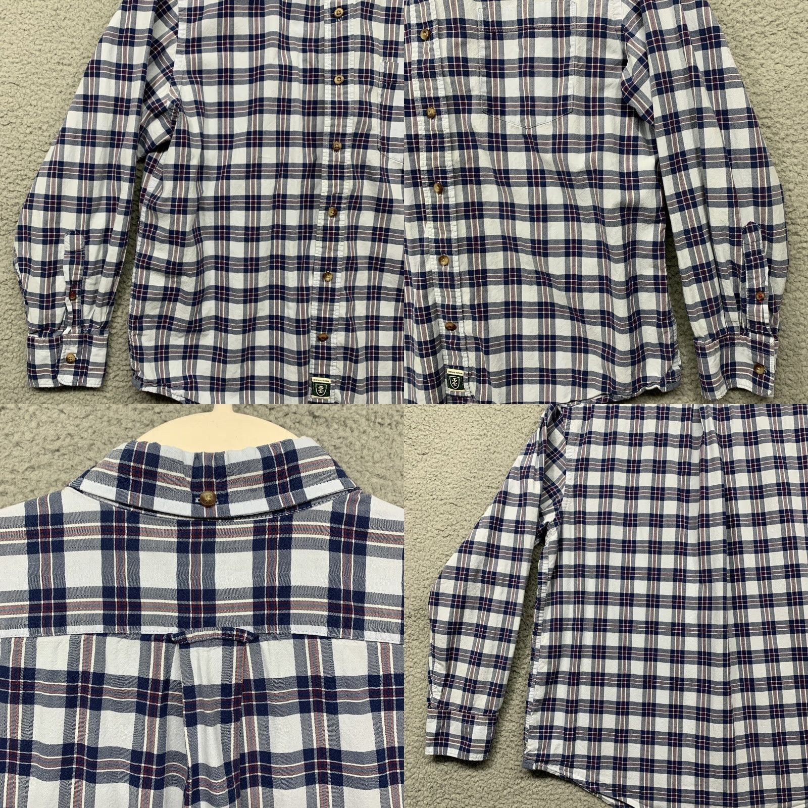 Izod IZOD Button Shirt Mens L Plaid 1 Pocket Button-Down Collar Blue White Red Casual Business Travel Shirt Size US L / EU 52-54 / 3 - 8 Thumbnail