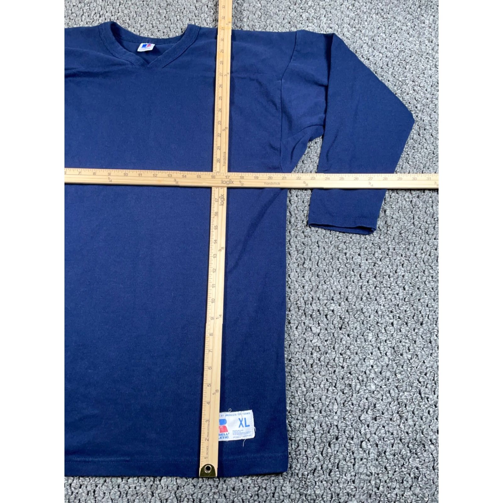 Russell Athletic VINTAGE Russell Athletic Sweatshirt Adult XL Dark Blue 50/50 80s Long Body Pullover V-Neck Men Mens 90s Retro Size US XL / EU 56 / 4 - 5 Thumbnail