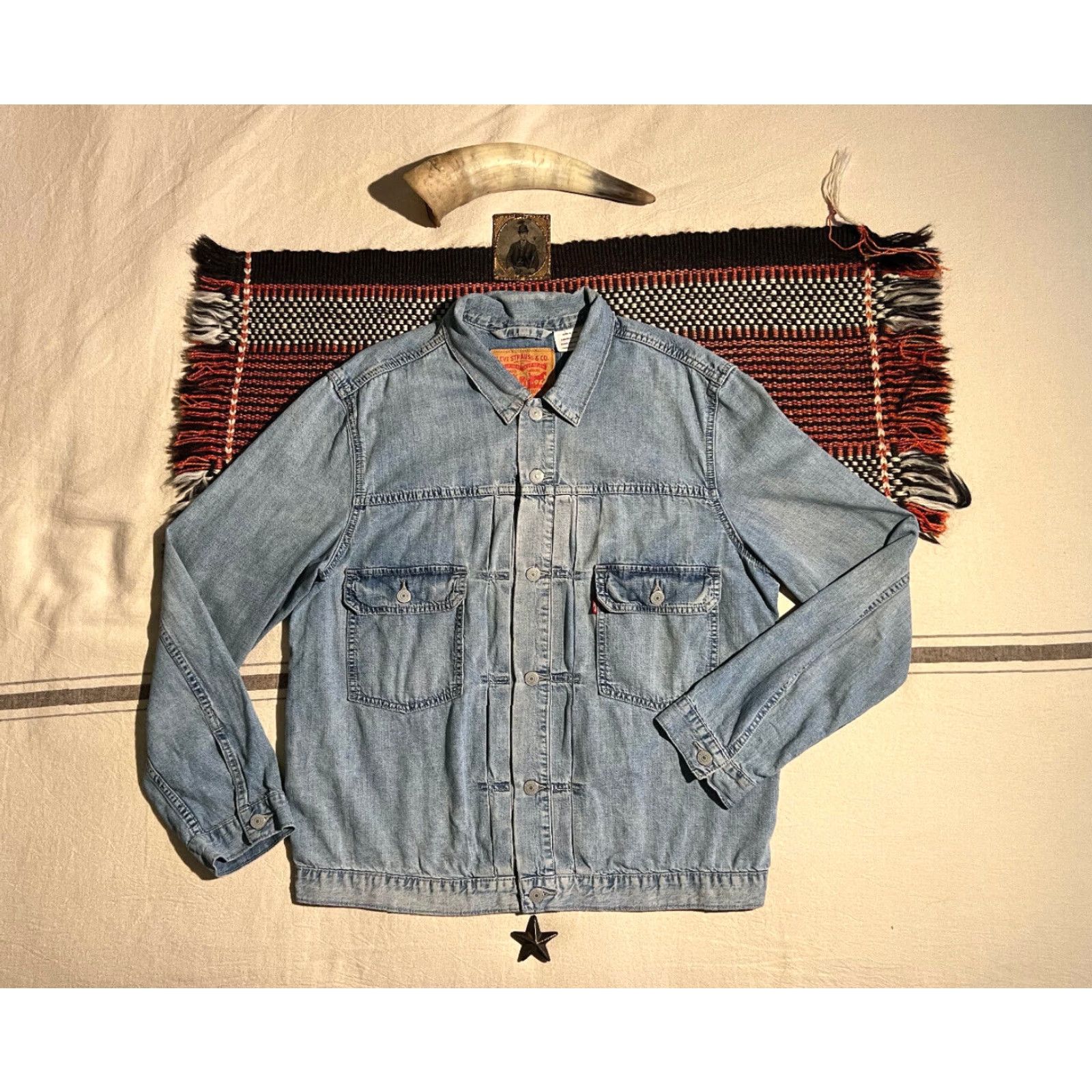 Levi's VINTAGE Levi’s Trucker XL Jacket Men 48in Chest Denim Blue 2015 Workwear Vintage-Style Pleated Front Size US XL / EU 56 / 4 - 2 Thumbnail