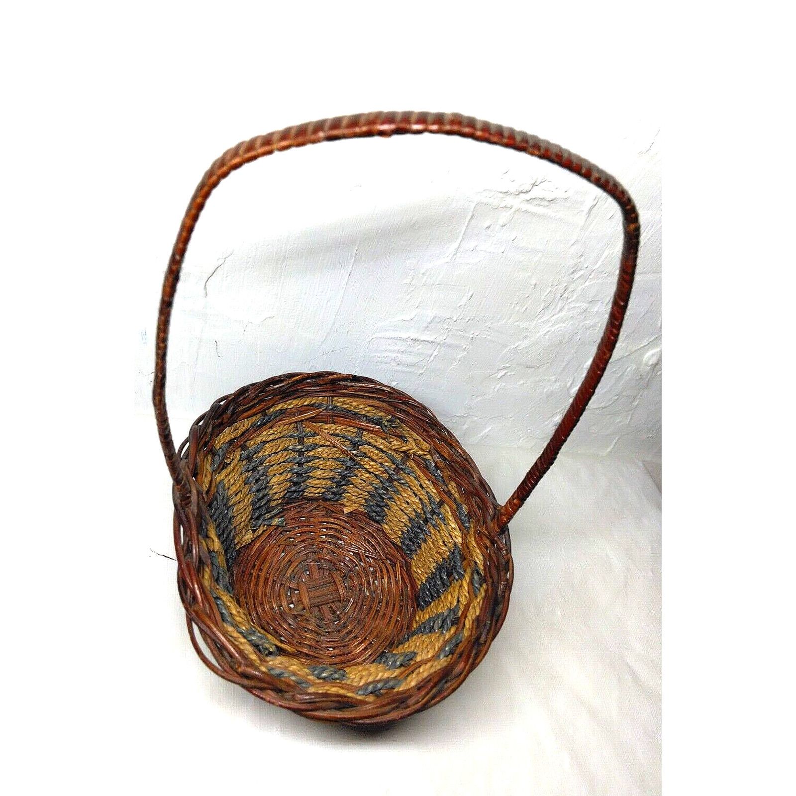 Other Round Straw Rattan Basket w/ "all Hoop Handle- 6.5"x6.5"x12" Size ONE SIZE - 7 Thumbnail