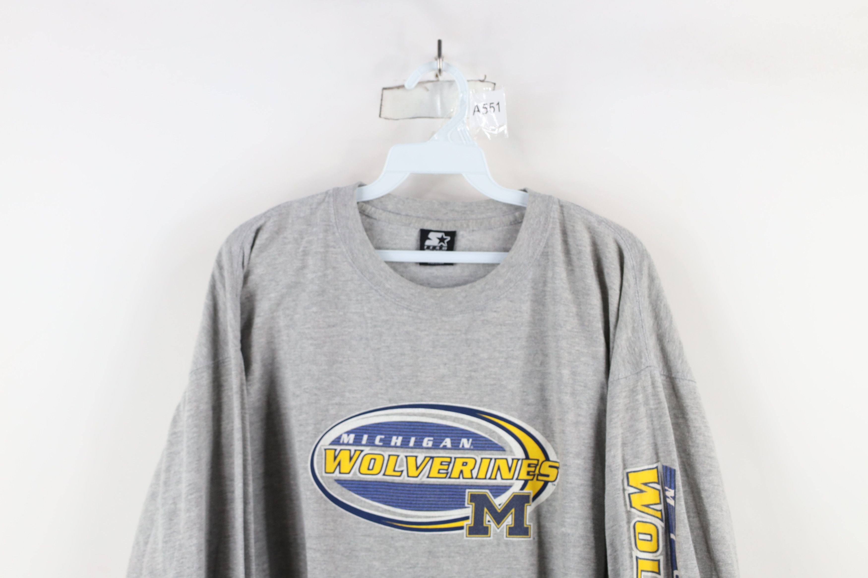 Starter × Vintage Vintage 90s Starter University Michigan Long Sleeve T-Shirt Size US XL / EU 56 / 4 - 2 Thumbnail
