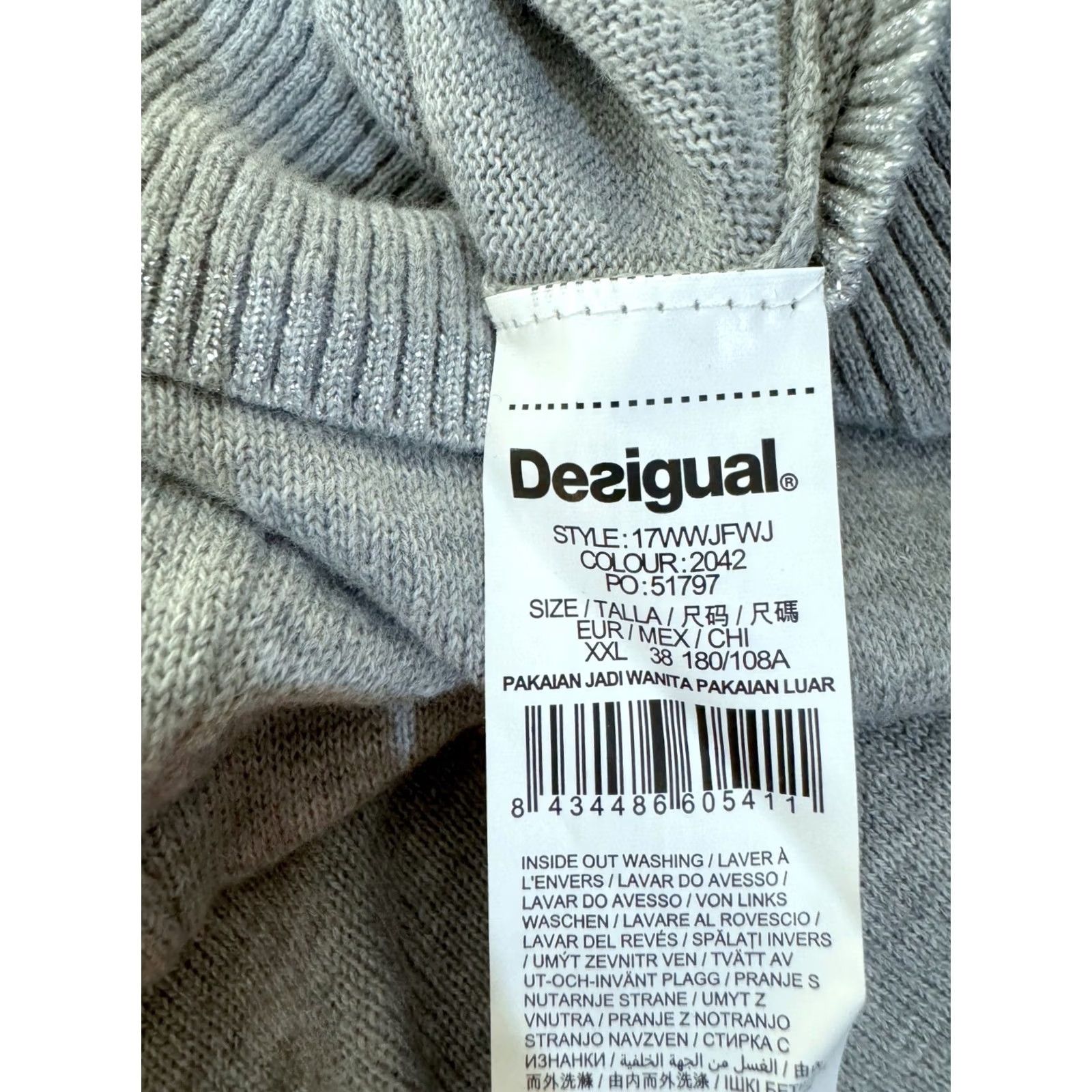 Desigual Desigual 2XL Jumper Pullover Womens Grey XXL Sweater Size XXL / US 16-18 / IT 52-54 - 6 Thumbnail