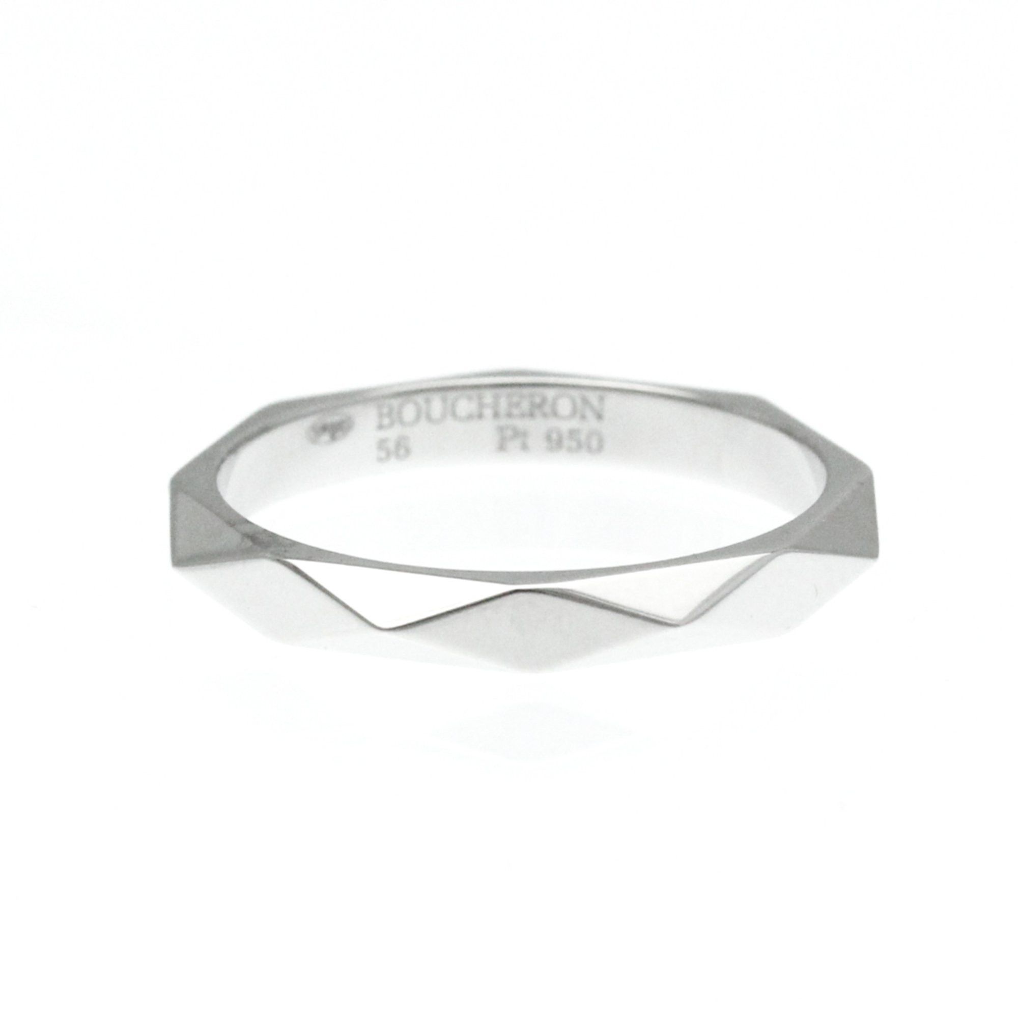 Boucheron Facette Ring Medium Ring Platinum Fashion No Stone Band Ring Silver, Women's Product Image