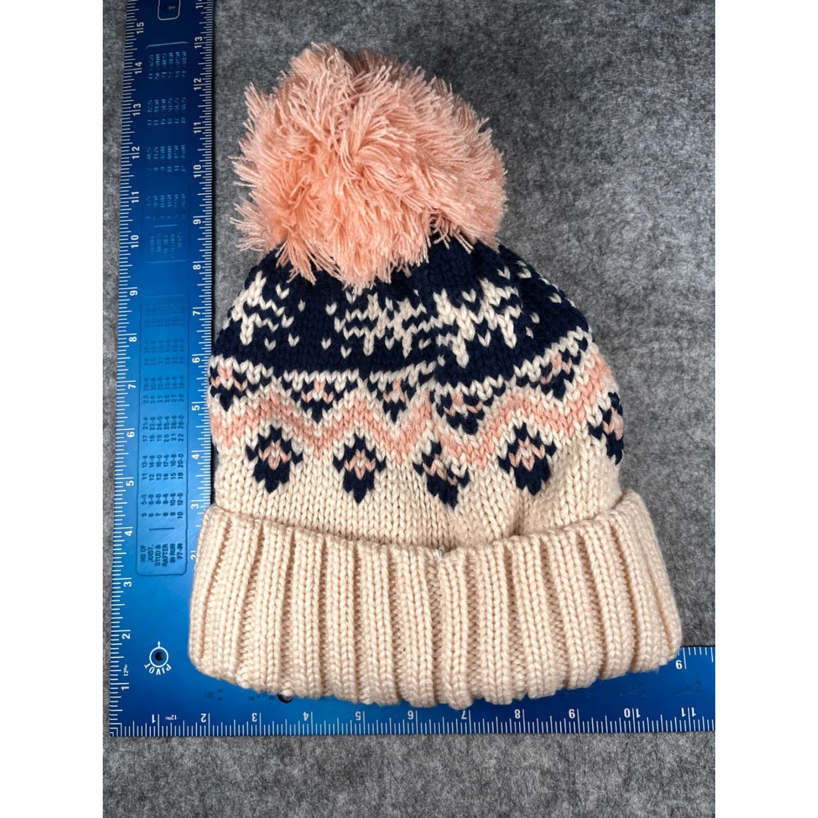 Pinko Vici Beanie Toque Women One Size Pink Blue Fair Isle Knit Acrylic Lined Ski Pom Size ONE SIZE - 4 Thumbnail