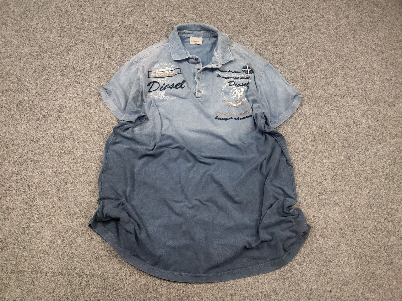 Diesel Vintage Y2K Diesel Overprint Gradient Logo Polo T shirt Size US XL / EU 56 / 4 - 2 Thumbnail
