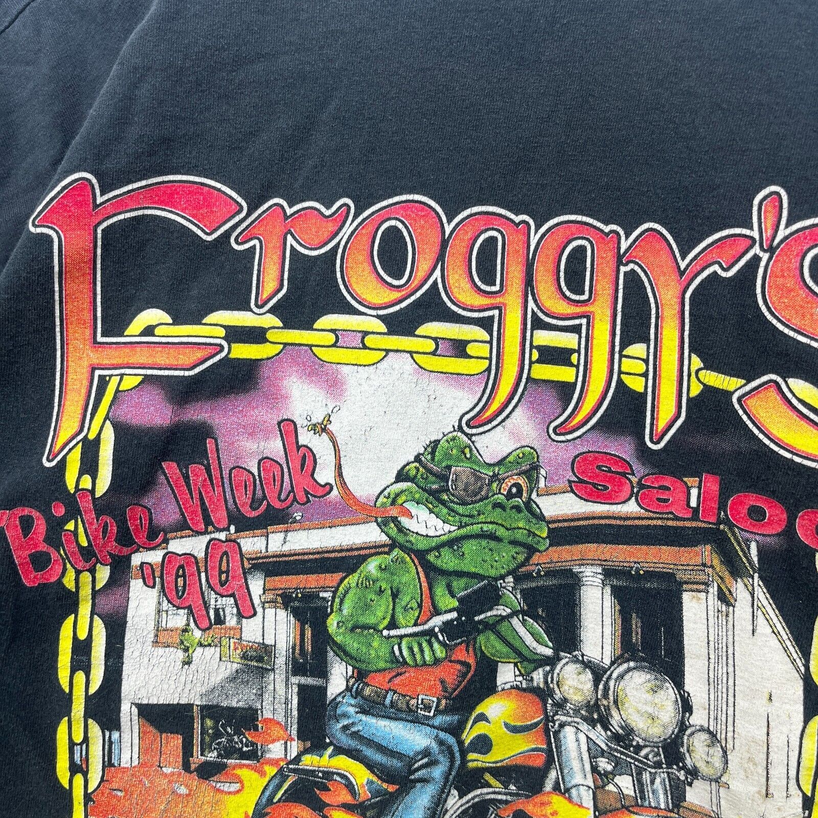 Vintage Vintage 90s Motorcycle Flames Froggies Bike Week Daytona XL Size US XL / EU 56 / 4 - 4 Thumbnail