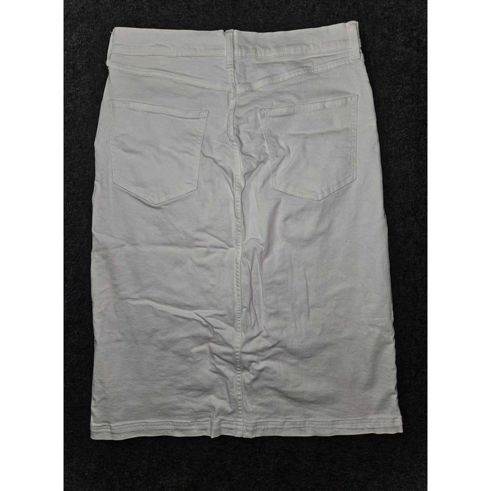 Banana Republic VINTAGE Ban Ana Republic Skirt Womens 12 White Denim Button Front Midi Stretch Casual Size 34" / US 12 / IT 48 - 7 Thumbnail