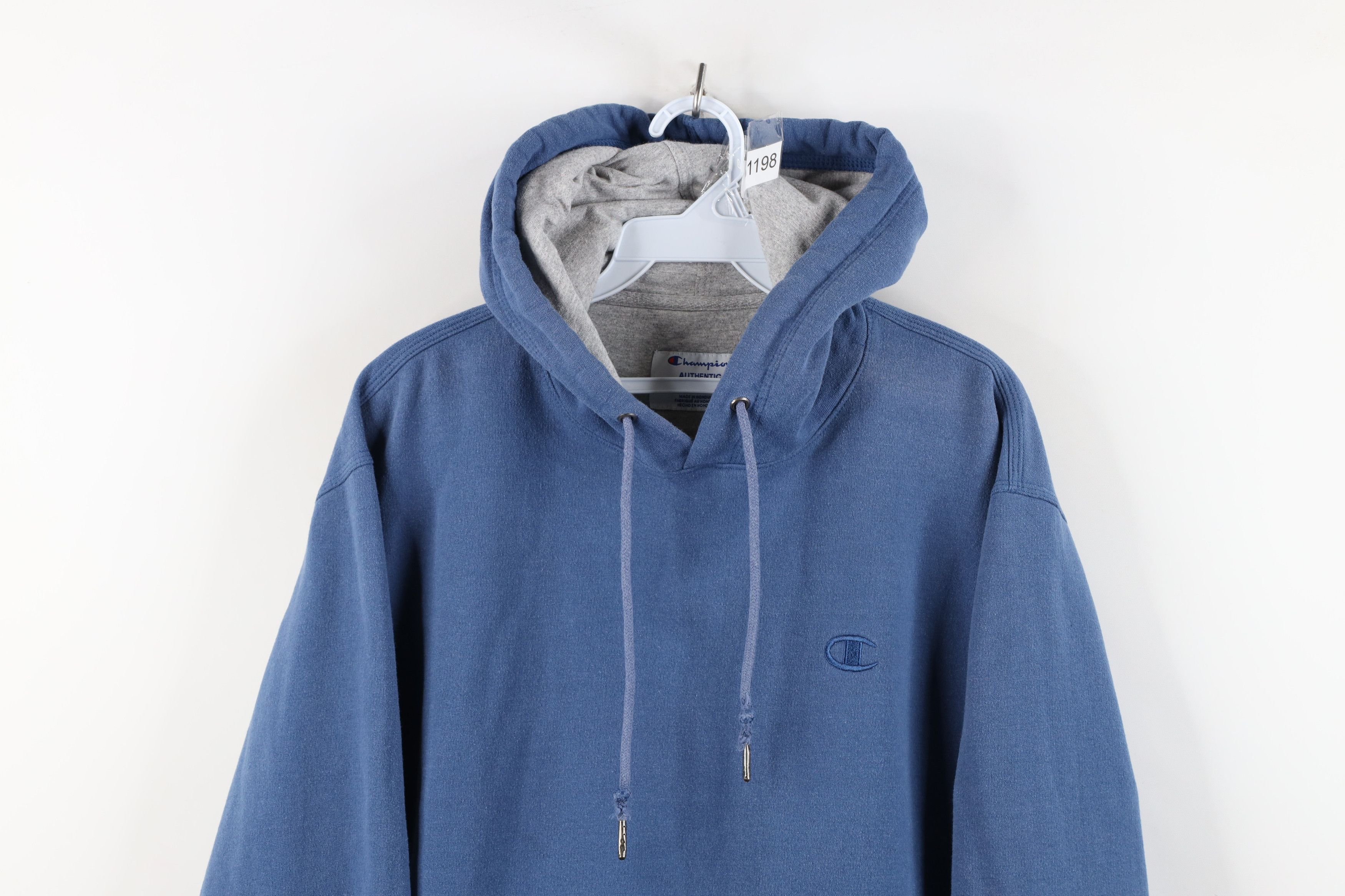 Champion Vintage Champion Faded Monochrome Hoodie Sweatshirt Blue Size US M / EU 48-50 / 2 - 2 Thumbnail