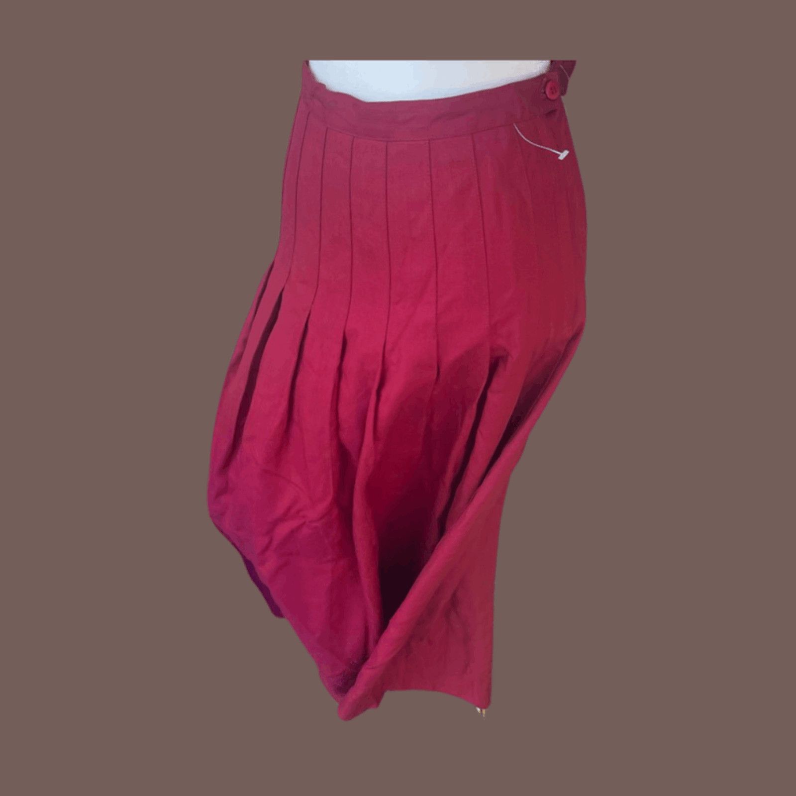 Vintage VTG Pleated Skirt | Red High Waist USA | 90s Academia Size 34" / US 12 / IT 48 - 3 Thumbnail