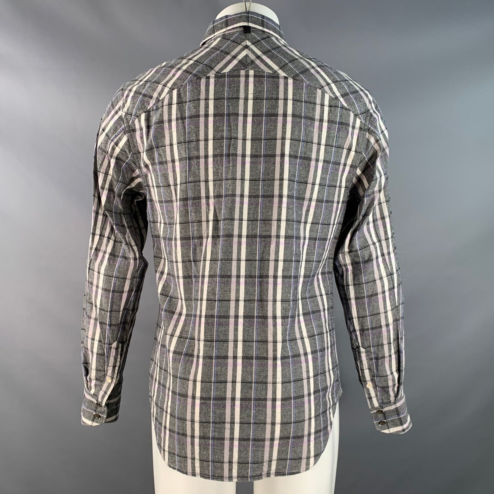 Rag & Bone Black White & Purple Plaid Pointed Collar Long Sleeve Shirt Size US S / EU 44-46 / 1 - 3 Thumbnail