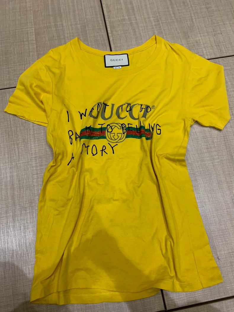 Authentic Gucci Yellow T-Shirt with Logo Design dmc