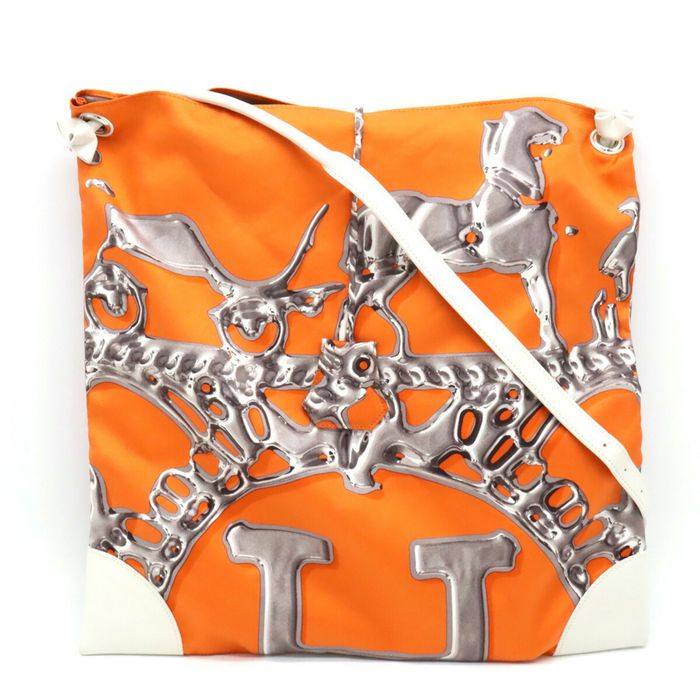 Hermes 2011 White Leather & Yellow Citrus Silk Vif Argent Silky