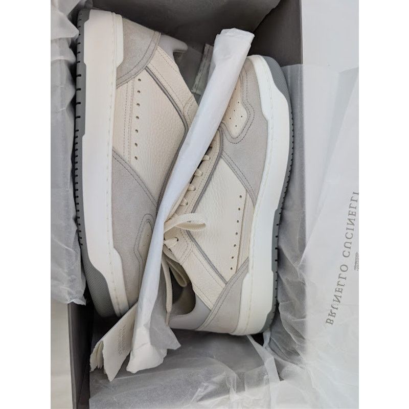 Brunello Cucinelli o1rshd1 Leather Low-Top Sneakers in White / Grey / Cream Size US 9 / EU 42 - 22 Thumbnail