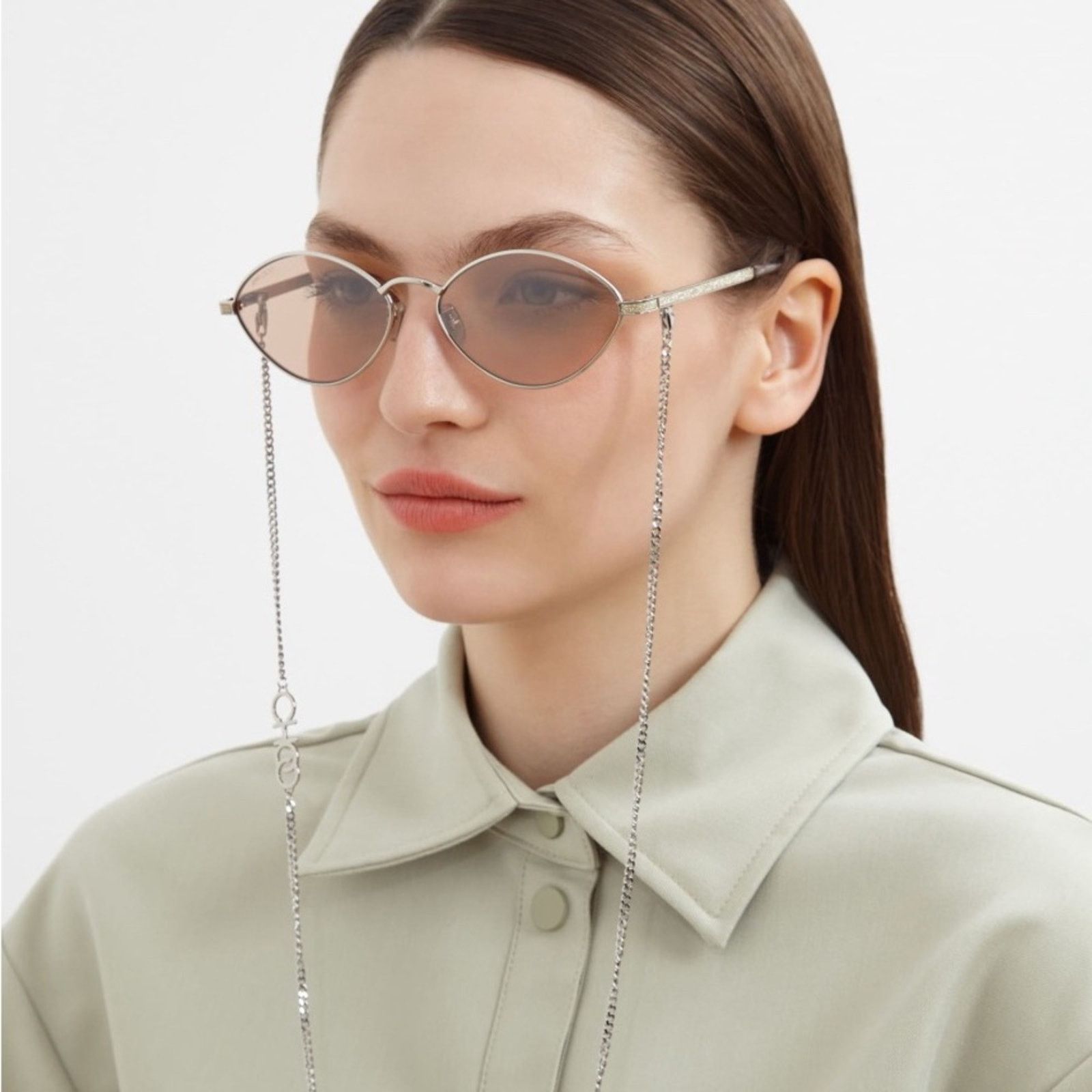 Jimmy Choo JIMMY CHOO SUNGLASSES Sonny/S 9F6 Peach Palladium with Chain Size ONE SIZE - 1 Thumbnail
