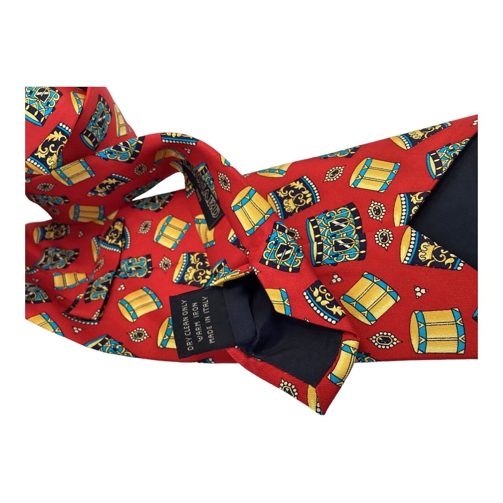 Leonard Paris LEONARD PARIS Red Drum Print Luxury Silk Tie Made In Italy Size ONE SIZE - 4 Thumbnail