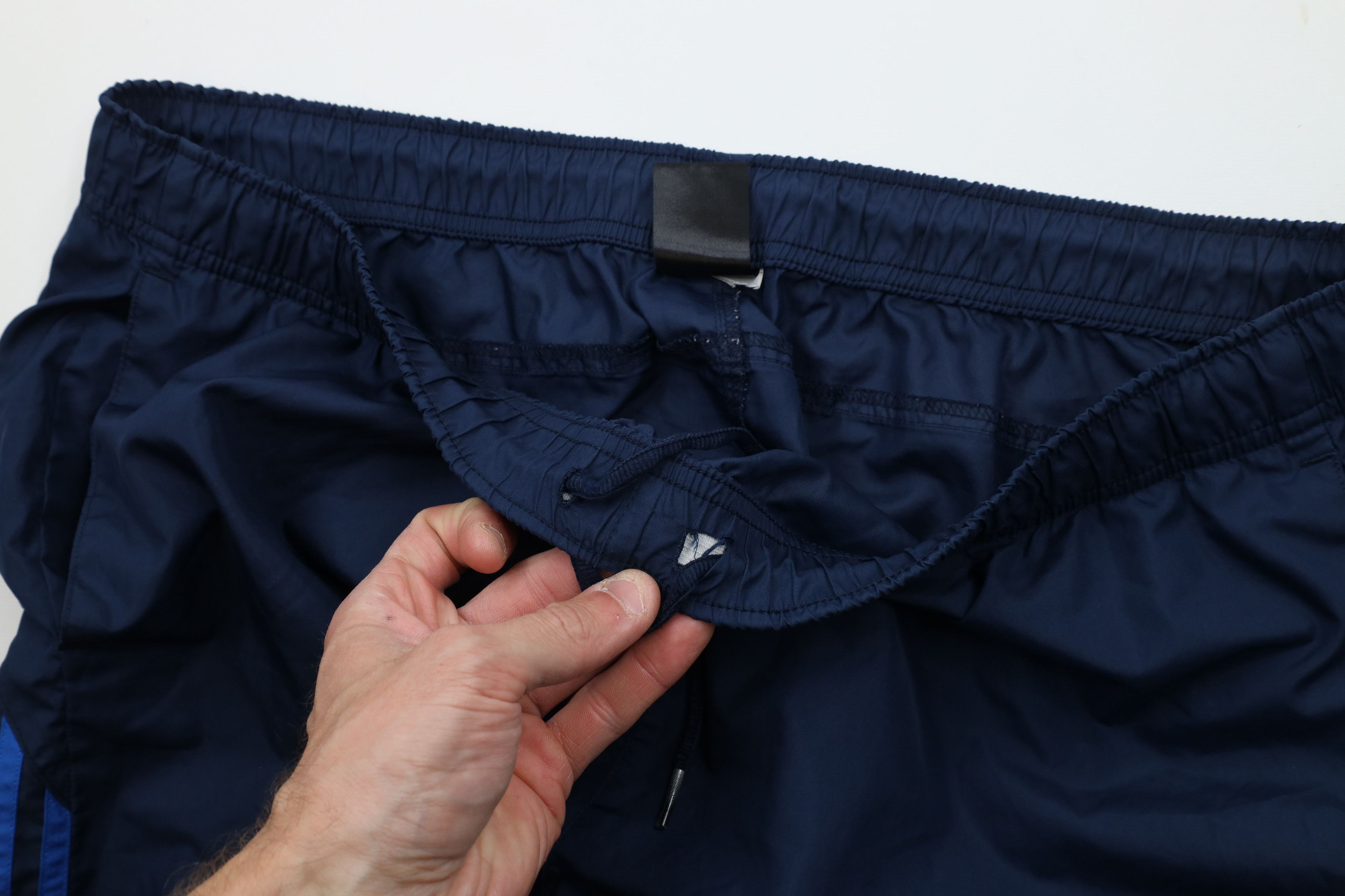 Adidas × Vintage Vintage Adidas Striped Wide Leg Windbreaker Pants Navy Blue Size US 38 / EU 54 - 7 Thumbnail