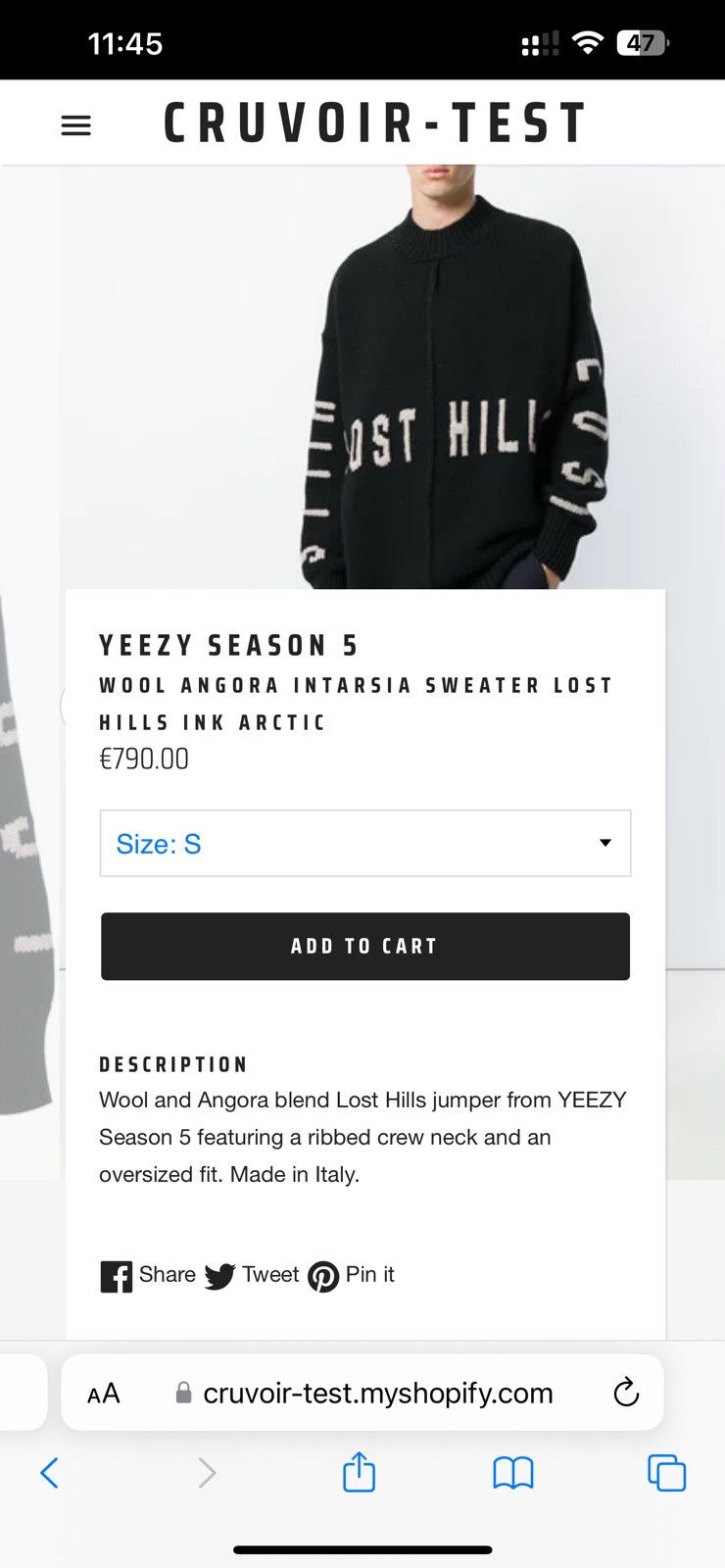 Yeezy Season 5 Lost Hills Oversize Intarsia Knit Sweater