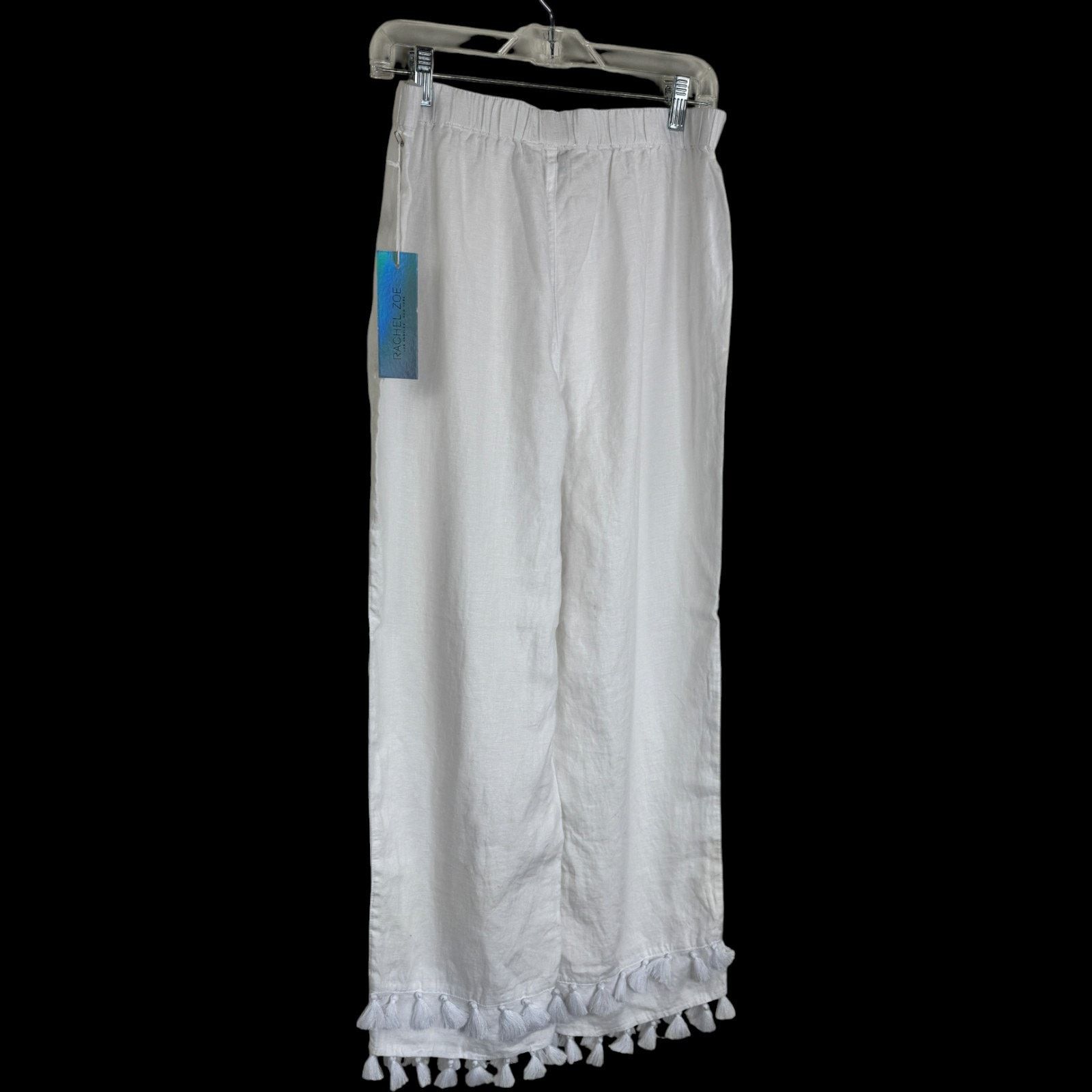 Rachel Zoe Rachel Zoe Linen Pants M White Tassel Wide Leg 100% Linen Size 26" / US 2 / IT 38 - 11 Thumbnail