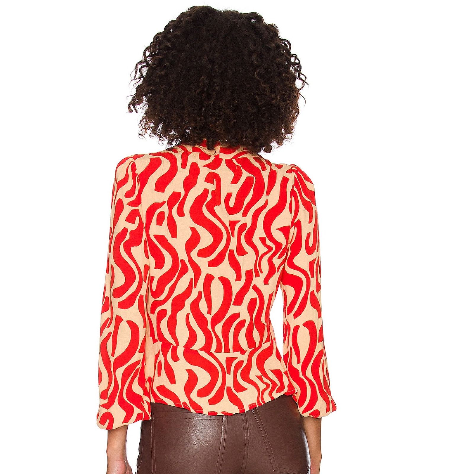 FAITHFULL NWT Faithfull The Brand Tie Blouse Red Print Floral Sz S Size S / US 4 / IT 40 - 3 Thumbnail