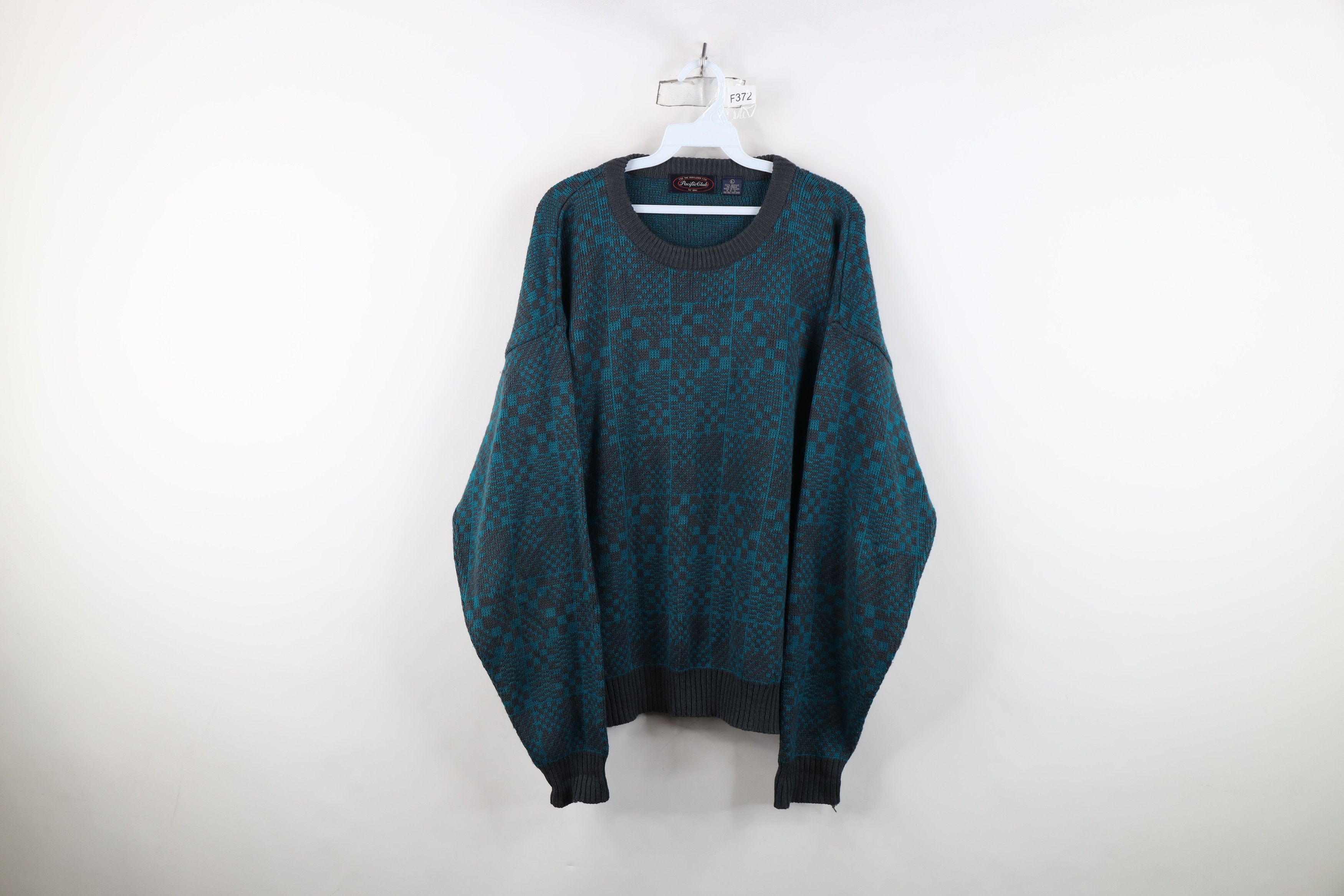 Vintage Vintage 90s Streetwear Checkered Knit Crewneck Sweater Size US L / EU 52-54 / 3 - 1 Thumbnail