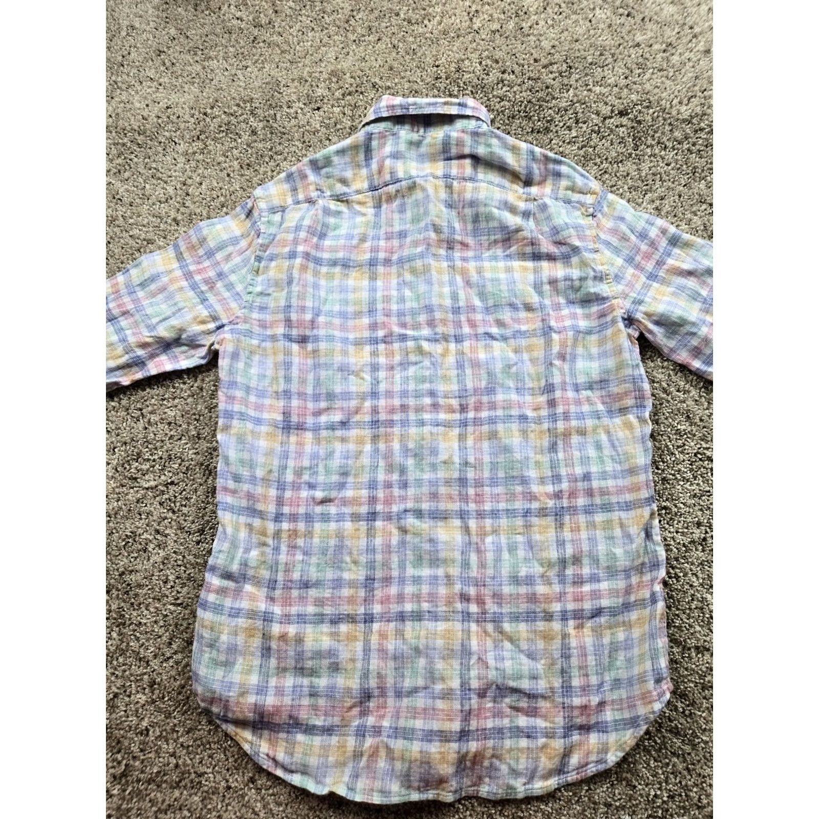 J.Crew J.Crew Shirt Mens M Multicolor Plaid Linen Cotton Button-Down Casual Regular Size US M / EU 48-50 / 2 - 6 Thumbnail