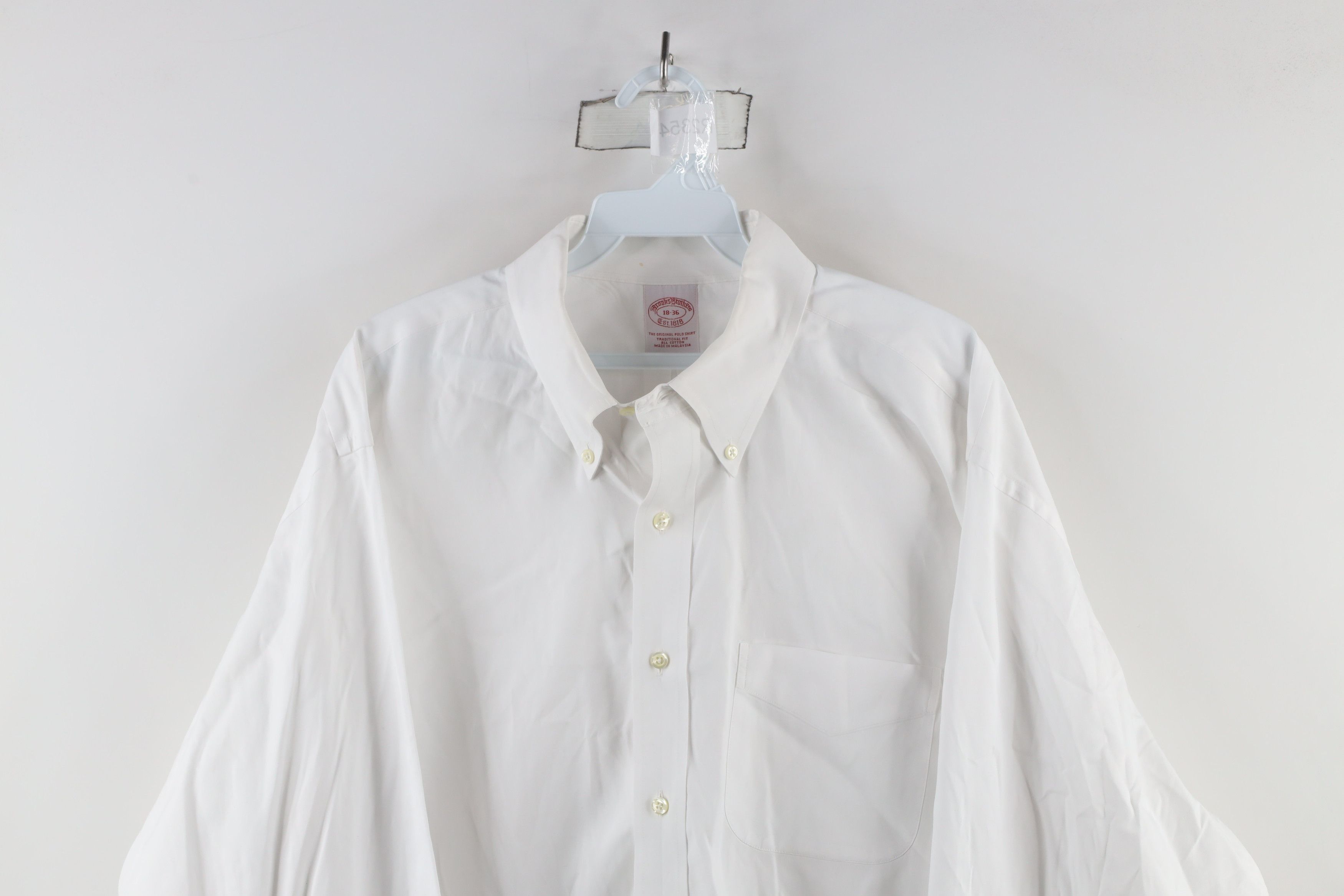 Brooks Brothers × Vintage Vintage 90s Brooks Brothers Cotton Button Down Shirt White Size US M / EU 48-50 / 2 - 2 Thumbnail