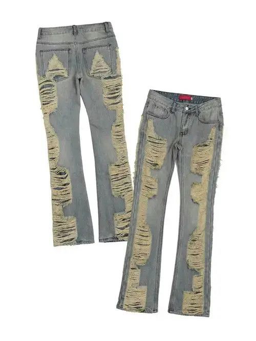 Designer × Japanese Brand × Vintage hiphop damaged ripped faded flared jeans Size US 30 / EU 46 - 4 Thumbnail