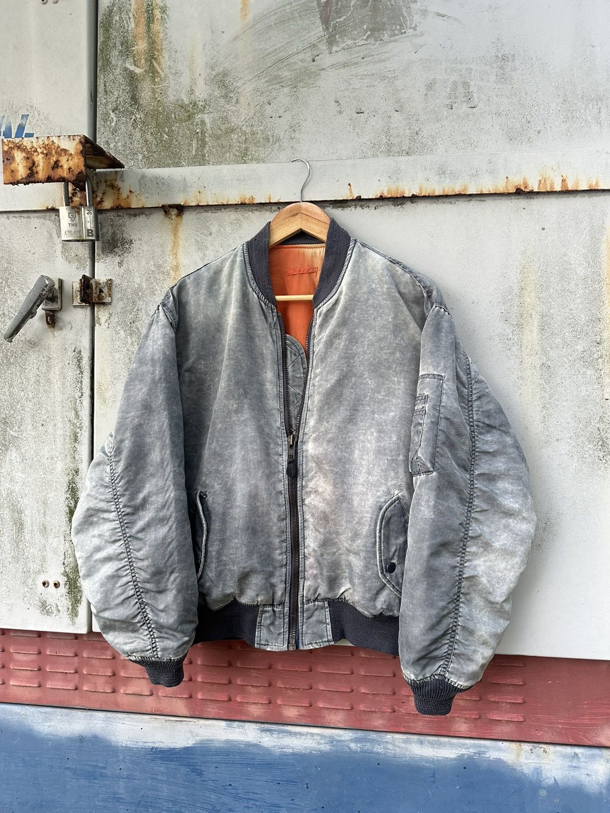 Vintage 🪖Vintage Faded MA-1 Unique Workers Bomber Jacket Size US M / EU 48-50 / 2 - 2 Thumbnail