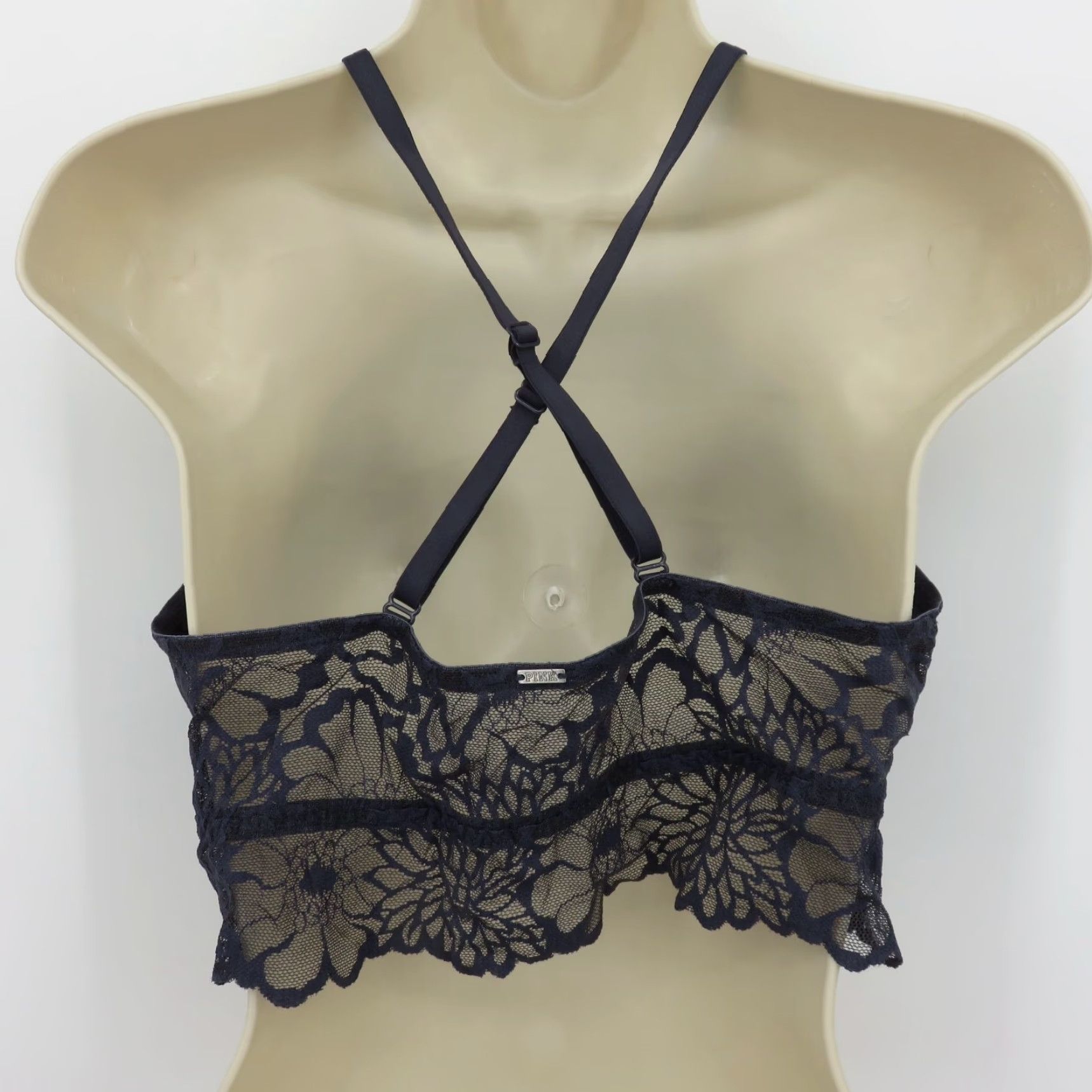 Victoria's Secret PINK Victoria's Secret Bralette Women Large Lace Wireless Unlined Blue Gray Size ONE SIZE - 6 Thumbnail