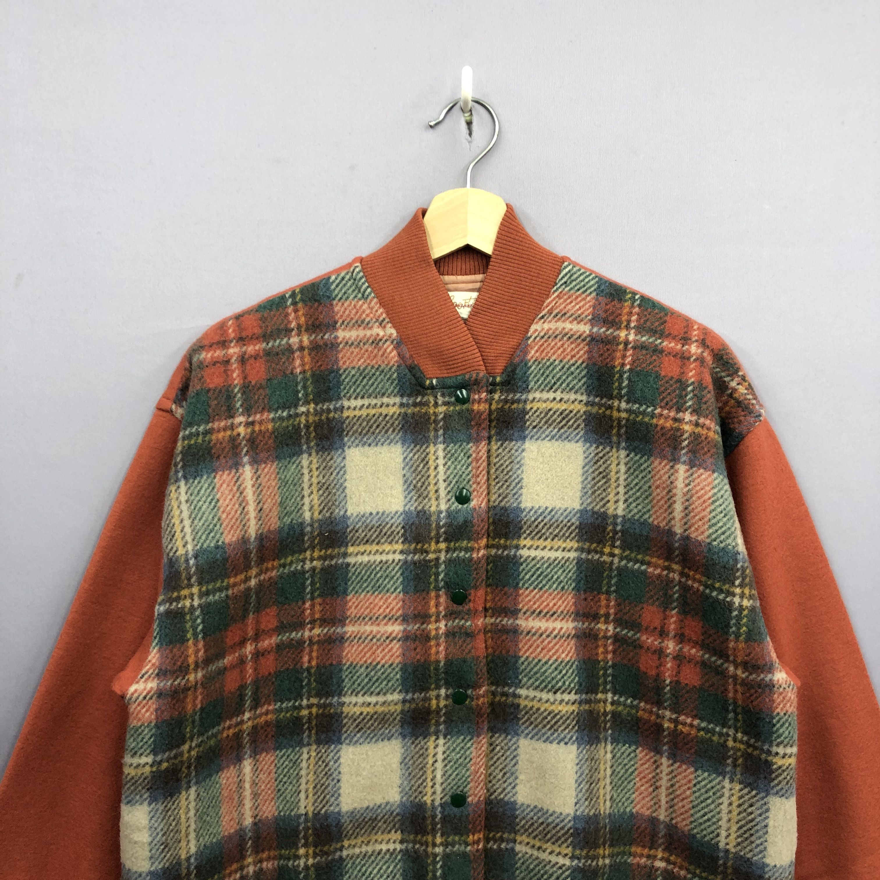 Vintage Vintage 90s York Plaid Tartan Wool Varsity Baseball Jacket Size US M / EU 48-50 / 2 - 3 Thumbnail