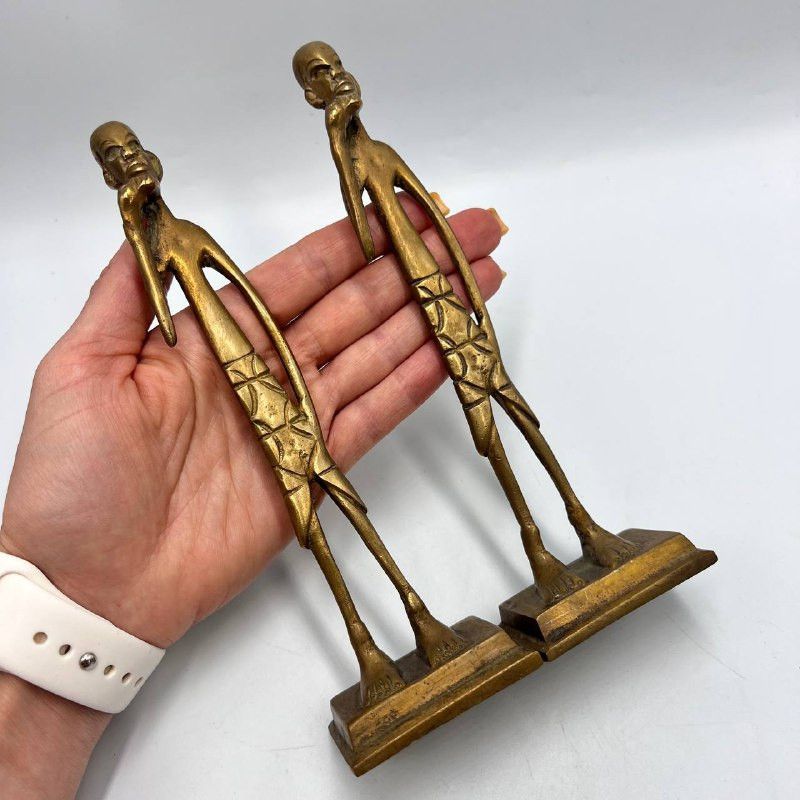 Vintage Bronze African Men Figurines Ethnic Tribal Art