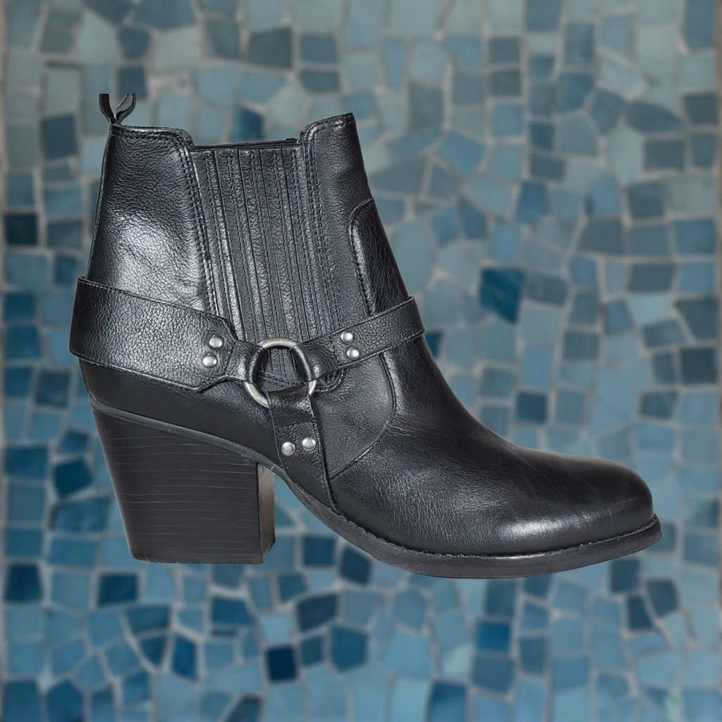 Matisse VINTAGE Matisse Jasmin Square Toe Ankle Boots Black Leather Harness Women's US 10 New Size US 10 / IT 40 - 1 Thumbnail