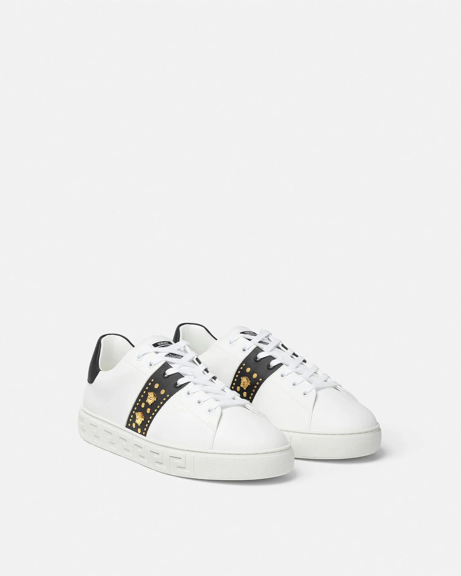 Versace os11x0326 Studded Greca Sneakers in White/Black Size US 9 / EU 42 - 2 Thumbnail