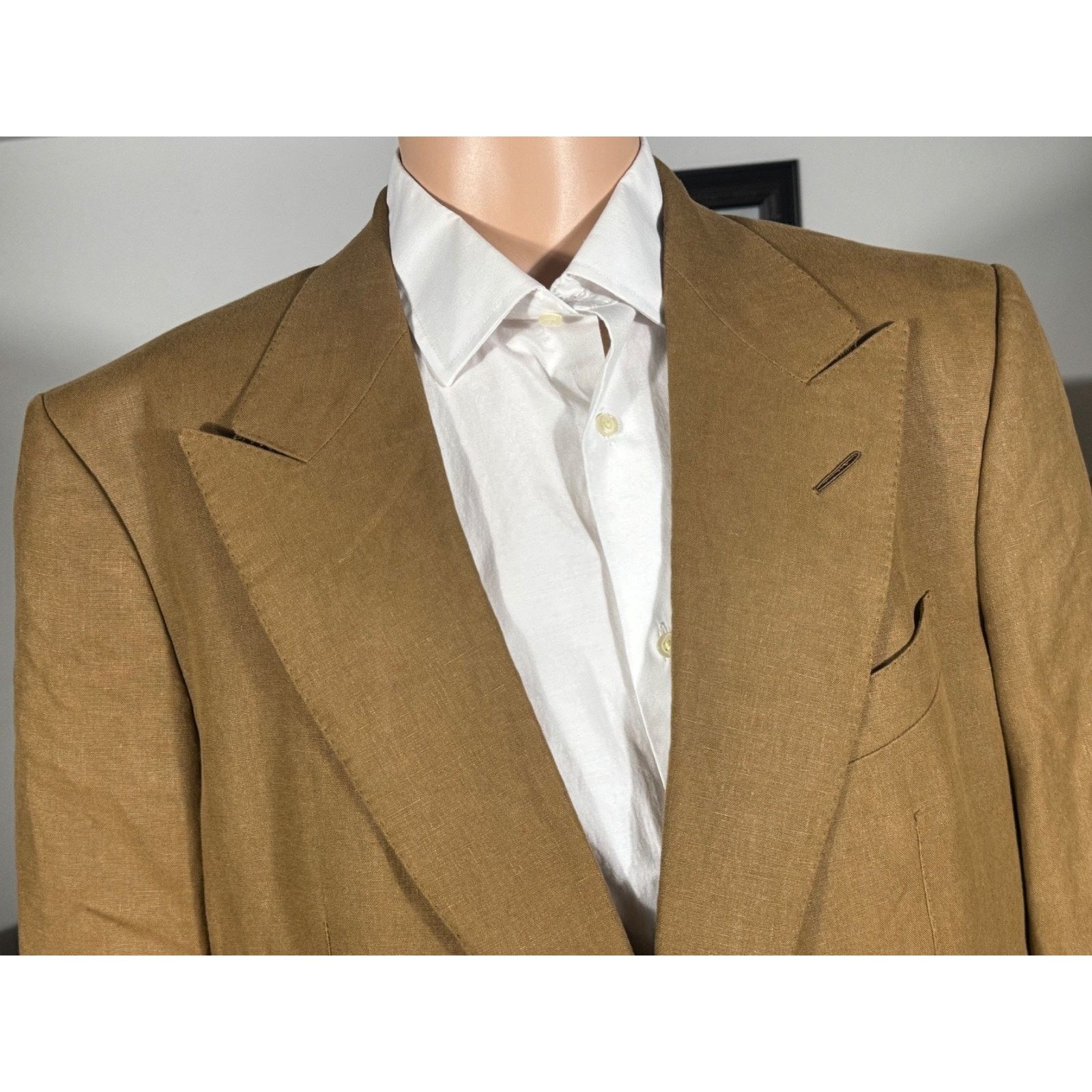 Tom Ford Tom Ford Tobacco Brown Linen Peak Lapel Blazer jacket 46R Size 46R - 7 Thumbnail