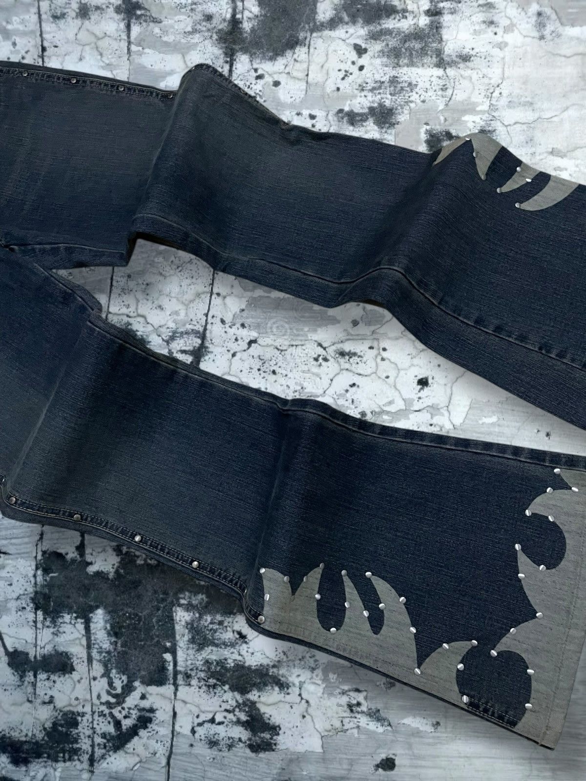 Tornado Mart Vintage 1990s Japan Designer Oririn Flared Art Obelisk Denim Size US 26 / EU 42 - 6 Thumbnail