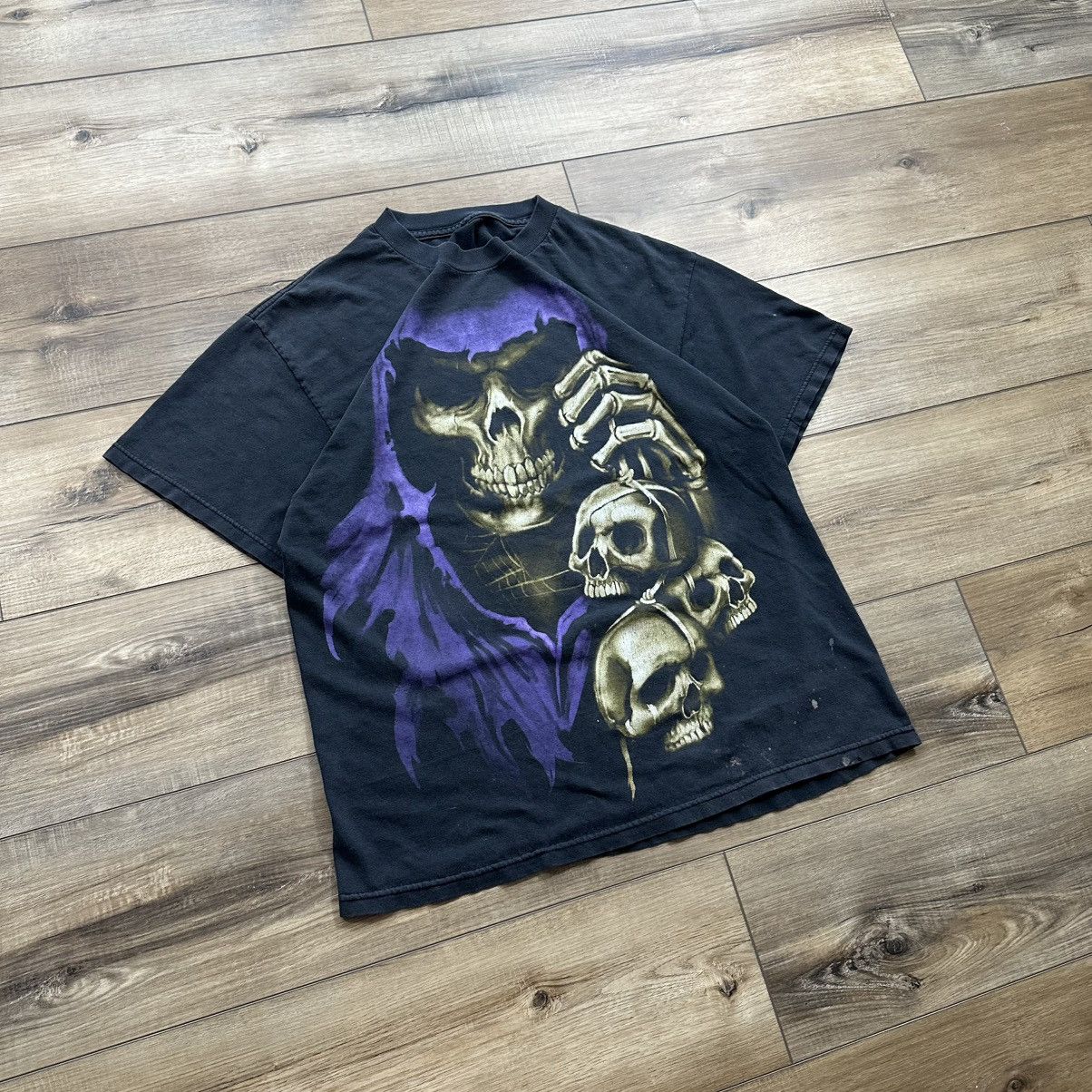 Other Vintage 2000s Y2K Grim Reaper Skull Grunge Graphic Tee Size US M / EU 48-50 / 2 - 2 Thumbnail