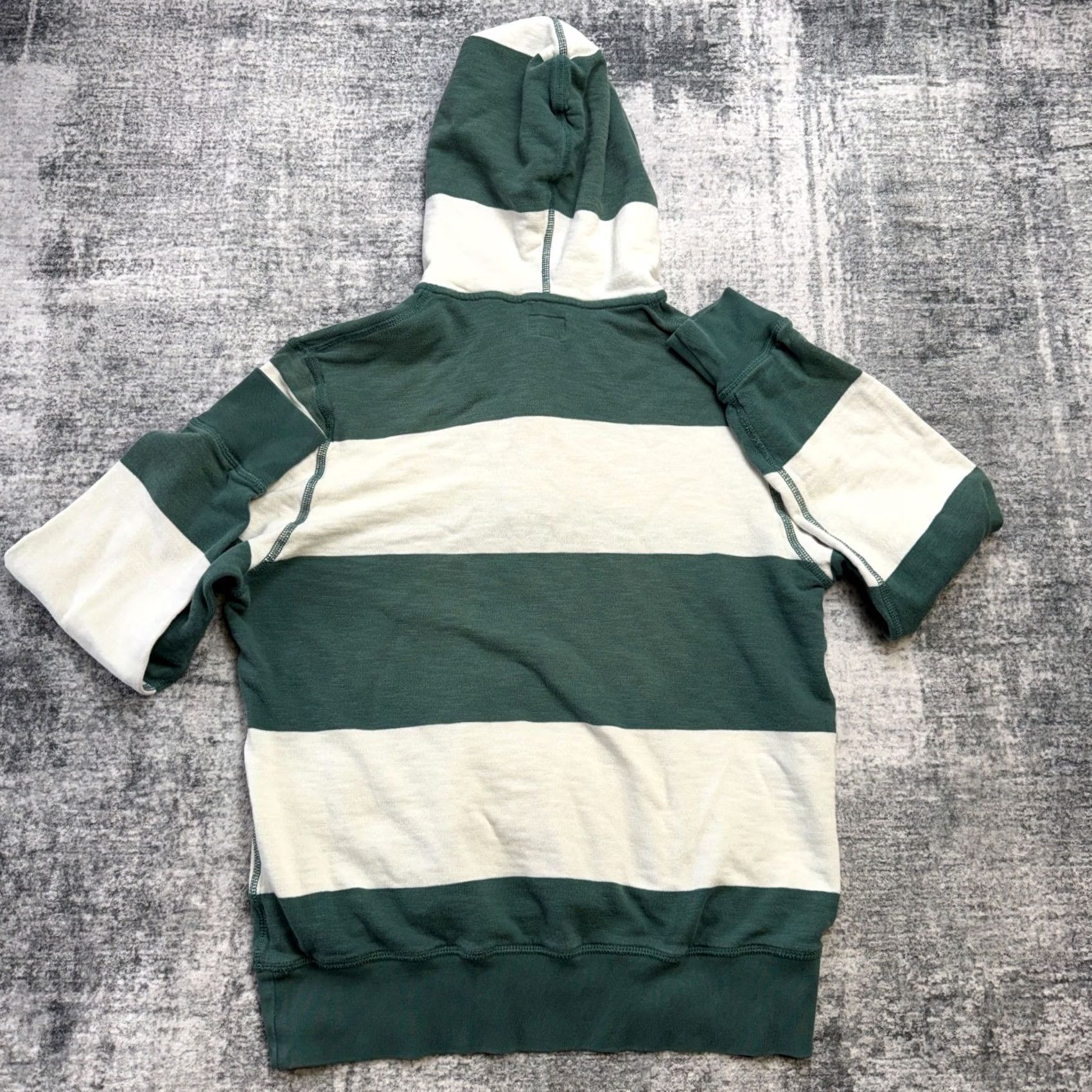 J.Crew J.CREW Hoodie Mens Large Green Striped Lightweight Sunfaded Henley French Terry Size US L / EU 52-54 / 3 - 7 Thumbnail