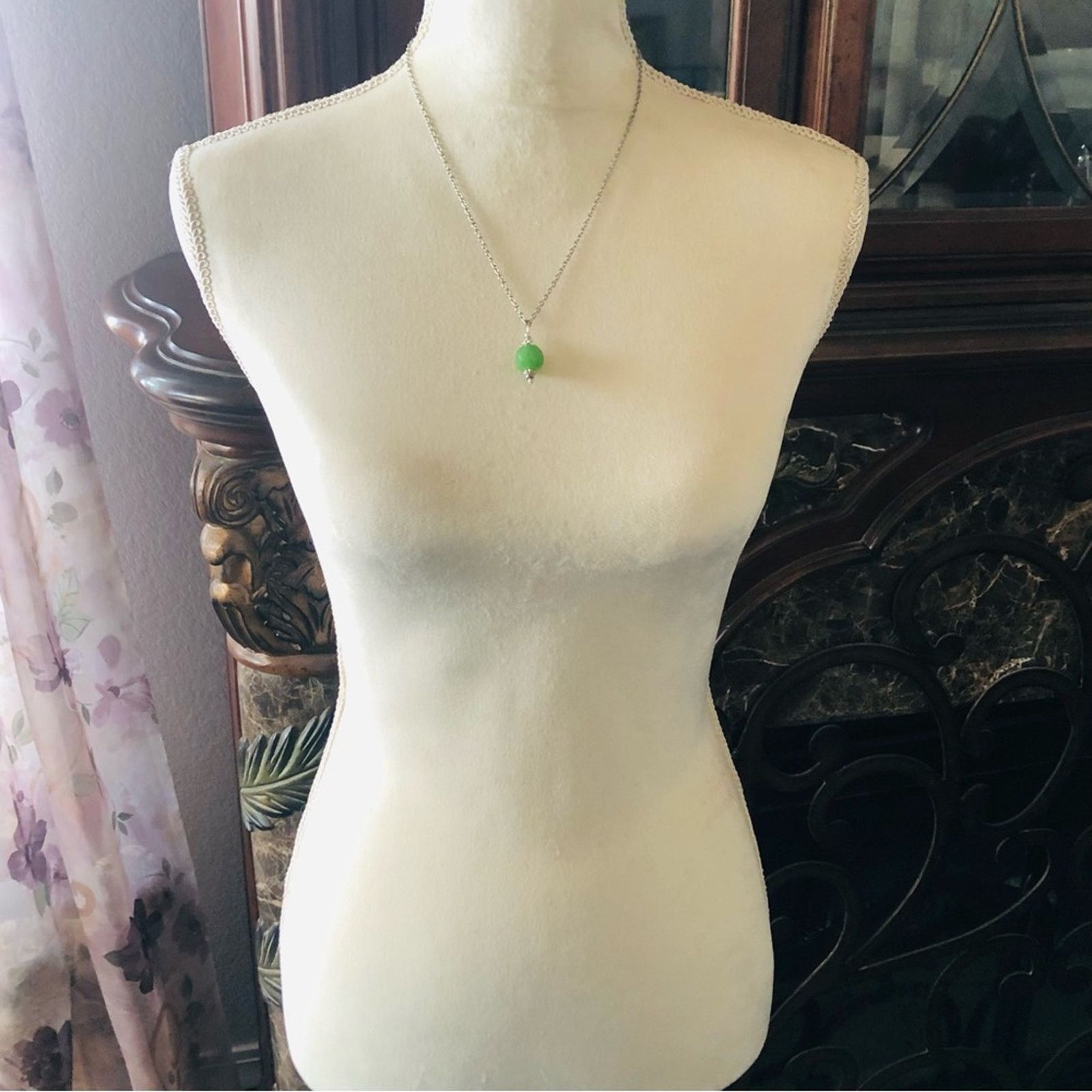 Handmade Hand crafted faceted green chalcedony cap necklace Size ONE SIZE - 7 Thumbnail