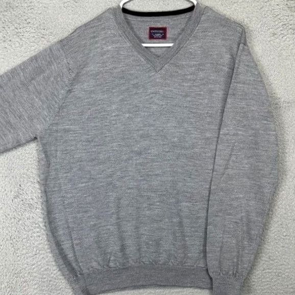 UNTUCKit UNTUCKit Merino Wool V-Neck Sweater Pullover Adult XL Grey Knit Mens Long Sleeve Tight-Knit Solid Breathable Vintage? No Size US XL / EU 56 / 4 - 2 Thumbnail