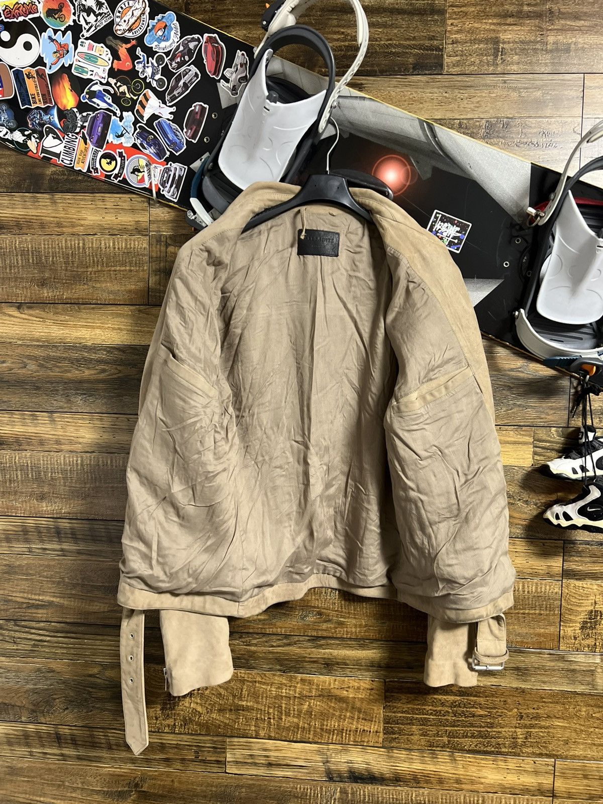 Allsaints AllSaints Holton Biker Suede Leather Jacket Beige Men M Size US M / EU 48-50 / 2 - 11 Thumbnail