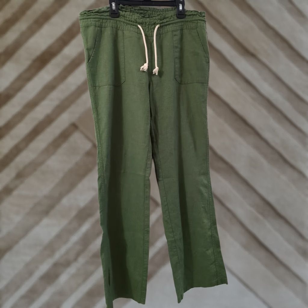 Vintage Ashley Free Style Womens Pants Large Linen Green Wide-Leg Pull On Size 36" / US 14 / IT 50 - 1 Thumbnail