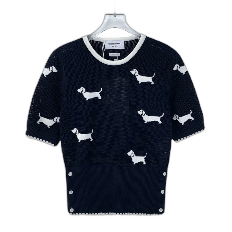 Thom Browne Thom Browne Blue Dog Knit Short Sleeve Top Size M / US 6-8 / IT 42-44 - 1 Thumbnail