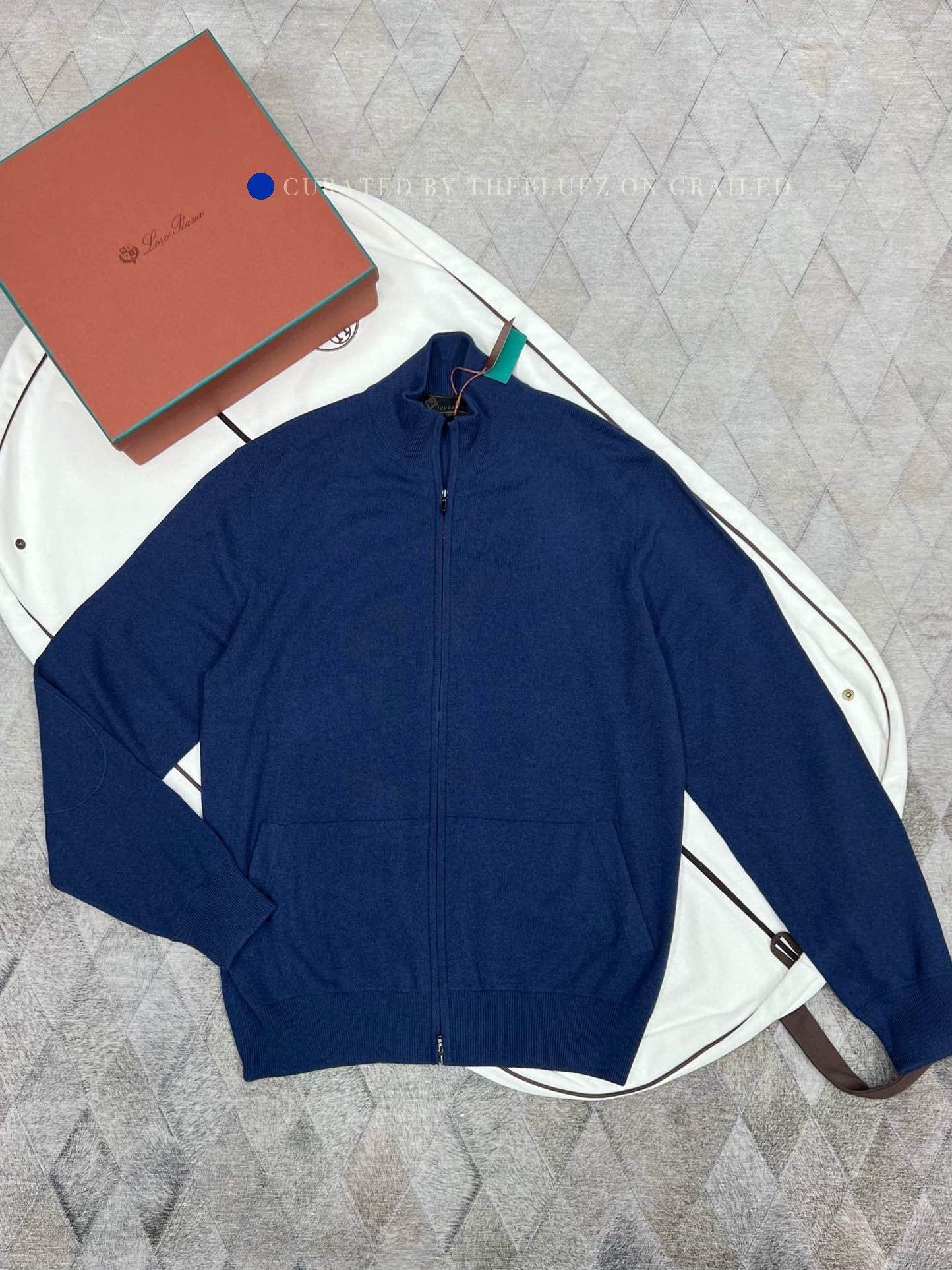 Loro Piana Blue Zip-Up Long Sleeve Sweater Size US L / EU 52-54 / 3 - 1 Thumbnail