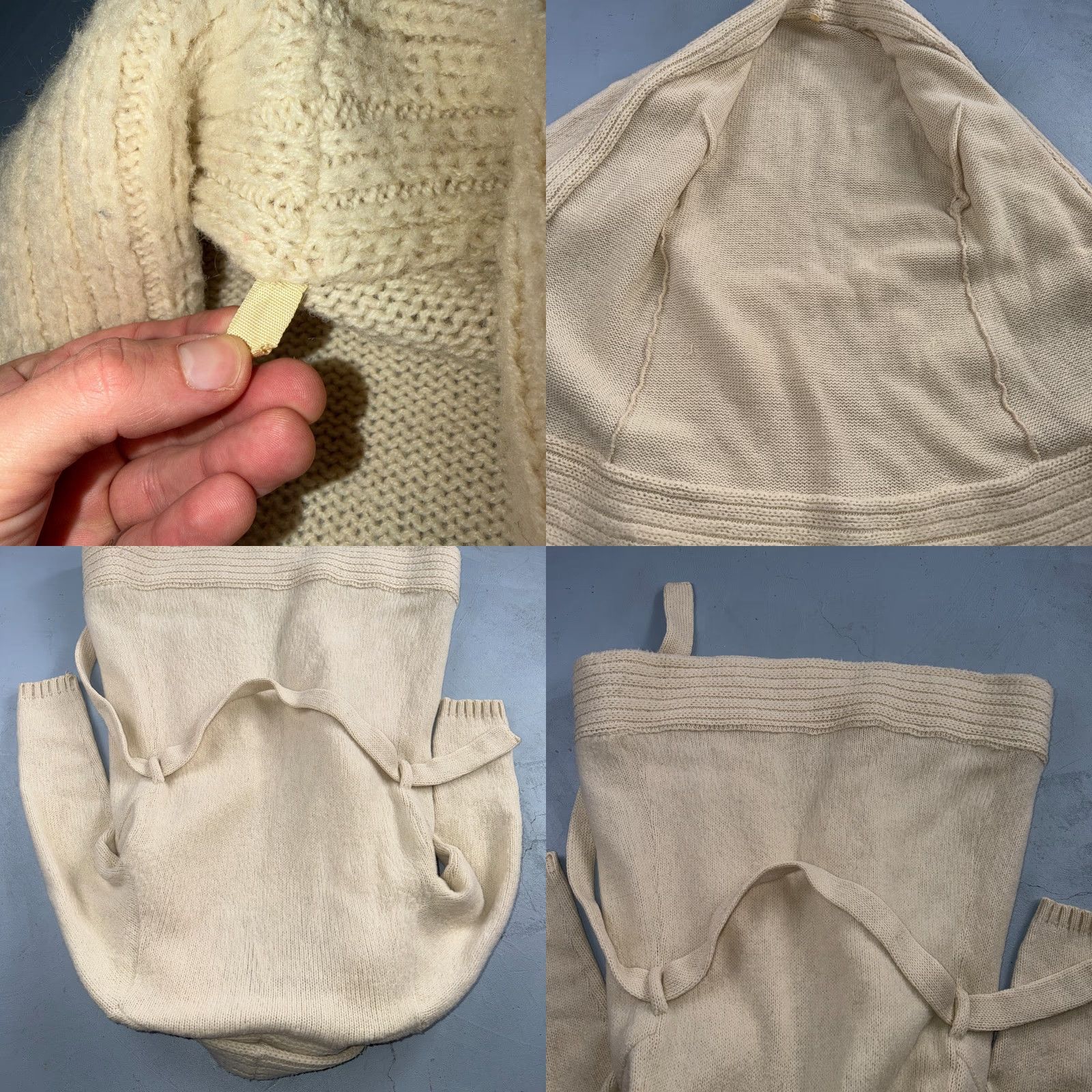 Vintage VTG Cardigan Knit Ribbed Open Belted Pockets Beige S/M Women Knit Style Ribbed Cardigan - VTG 70s 80s Boho Chic Size M / US 6-8 / IT 42-44 - 8 Thumbnail