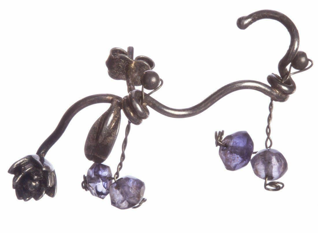 Handmade Handmade Sterling Silver Iolite Bead Cuff Earrings Size ONE SIZE - 3 Thumbnail
