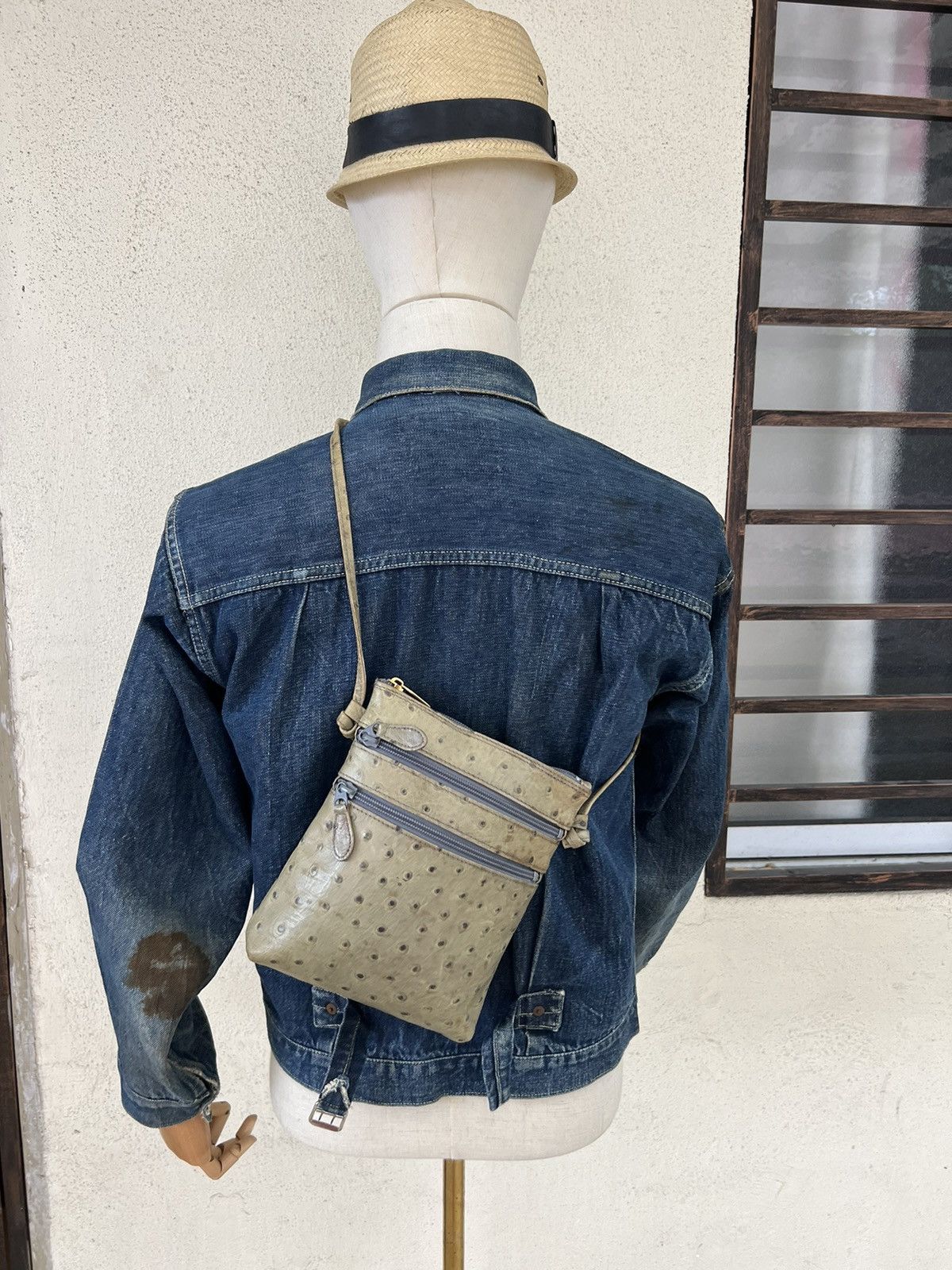Leather Vintage Jacovitti Italy Patina Ostrich Leather Bag Unisex Size ONE SIZE - 6 Thumbnail