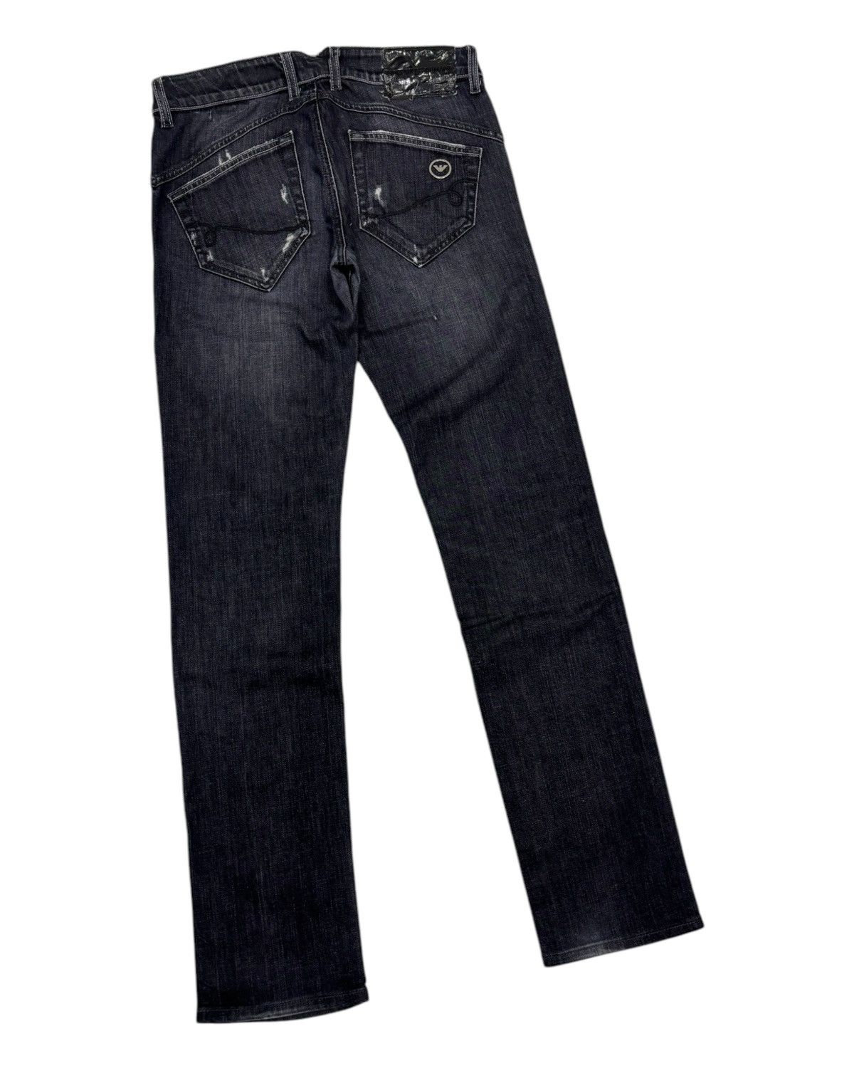Armani × Emporio Armani × Giorgio Armani Vintage Emporio Armani Black Distressed Skinny Jeans Size 30" / US 8 / IT 44 - 4 Thumbnail